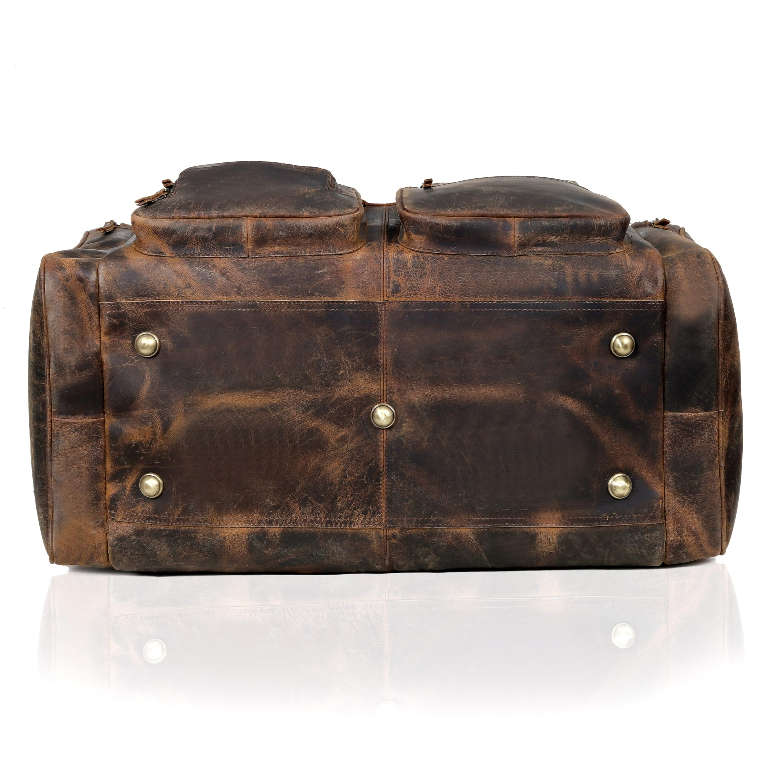 Premium Duffel Taschen für Männer Holdall Leder | Reisetasche | Wochenend-Duffle-Tasche | Dunkelbraun | Groß 24 x 12x 11 Zoll