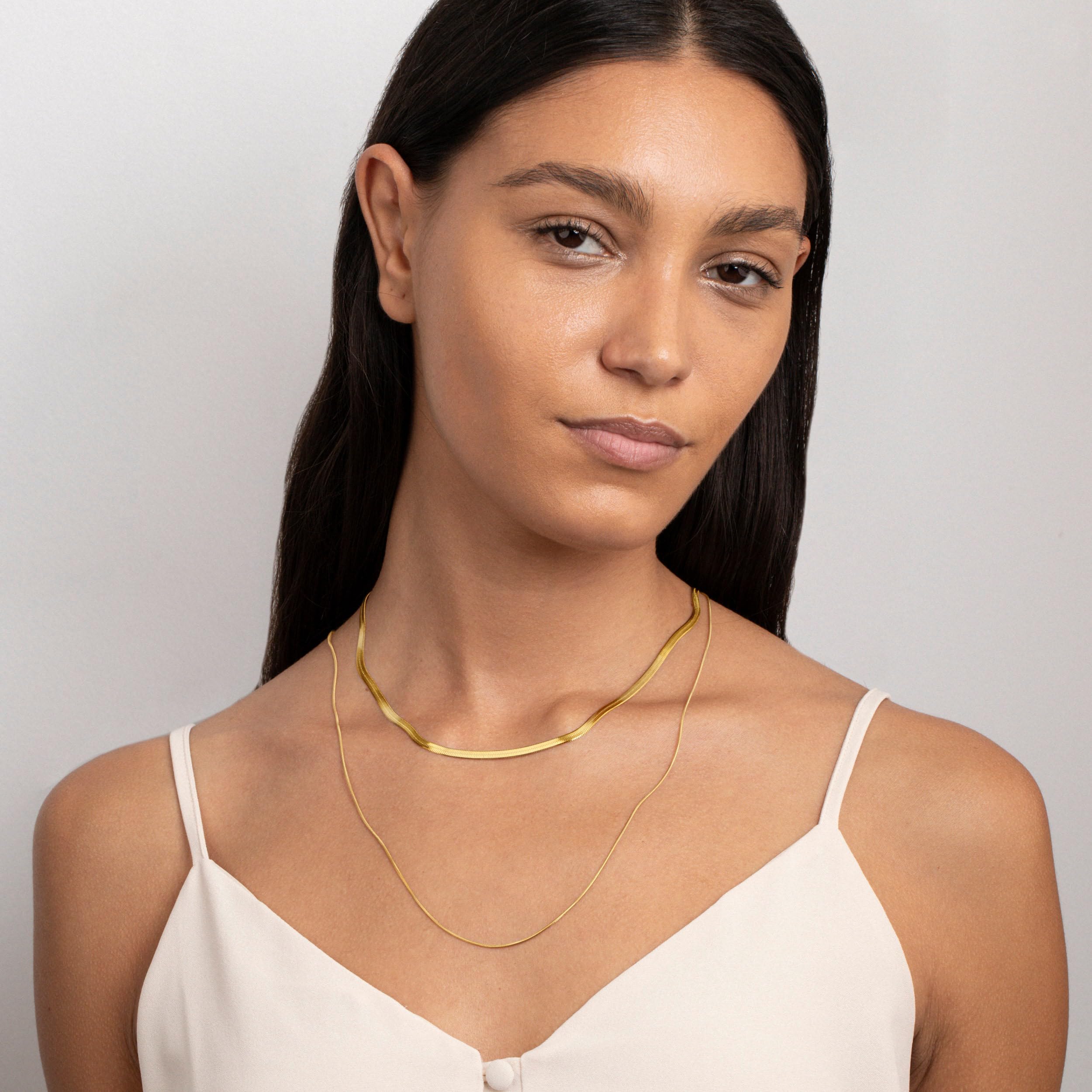 Collar de Cadena de Serpiente Chapado en Oro/Plata de 14 Quilates, Collar de Espiga, Gargantilla de Oro, Collares para Mujeres y niñas, Regalos, joyería de 1,5/3/5 mm (Ancho) 14'/16'(Largo)