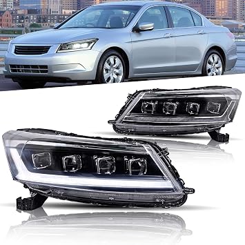 YUANZHENG Honda Accord Headlight Inspire 5th Generation CP3 Head Lamp 8 Eye Style All LED Sedan Flowing Turn Signals Transparent For Honda Accord 2007-2012