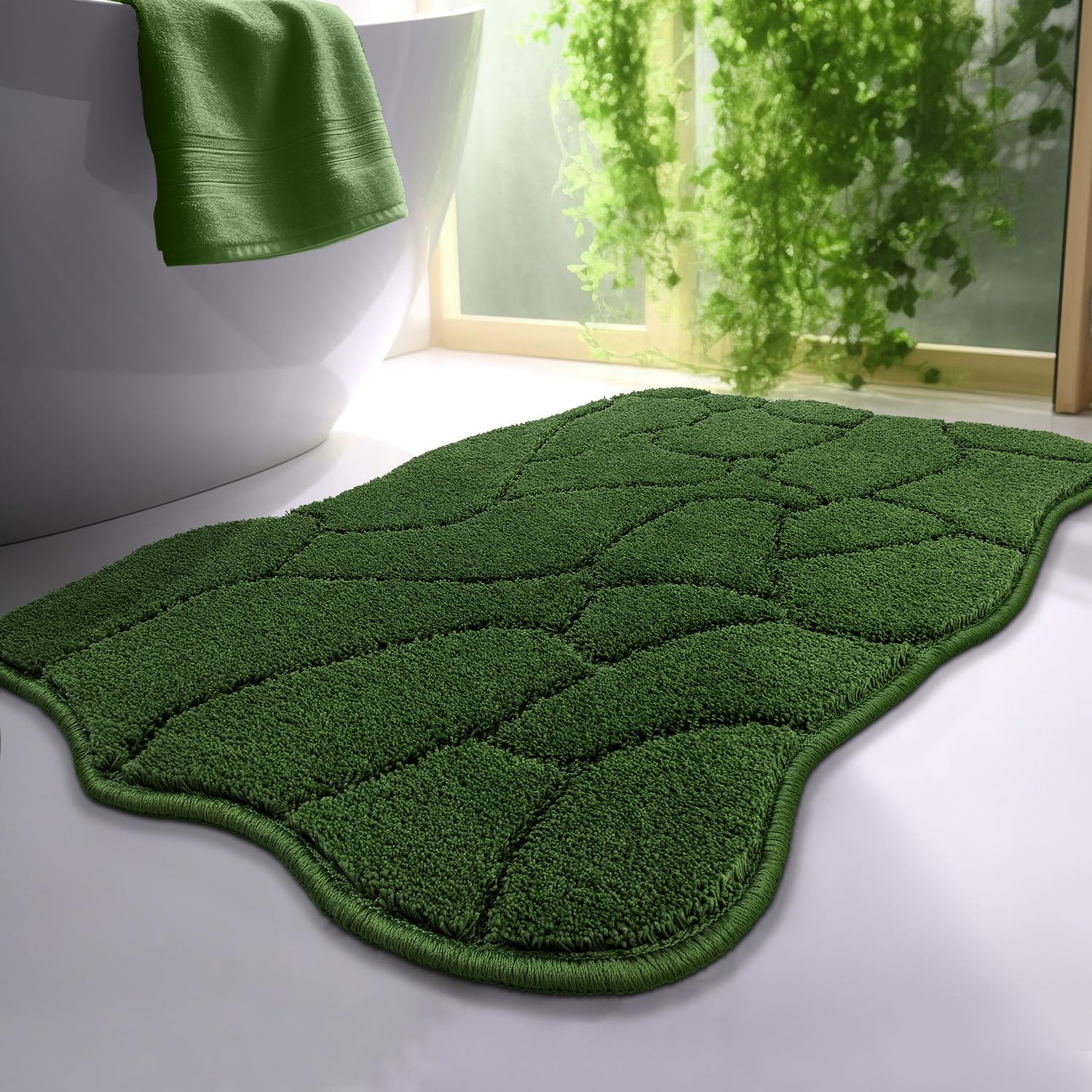 Bathroom Rugs, 32x20 Inches Bath Mats for Bath Non Slip, Extra Soft Absorbent Microfiber Shower Bath Rugs Mats Carpet for Bathroom Floor, Machine Washable (Forest Green)