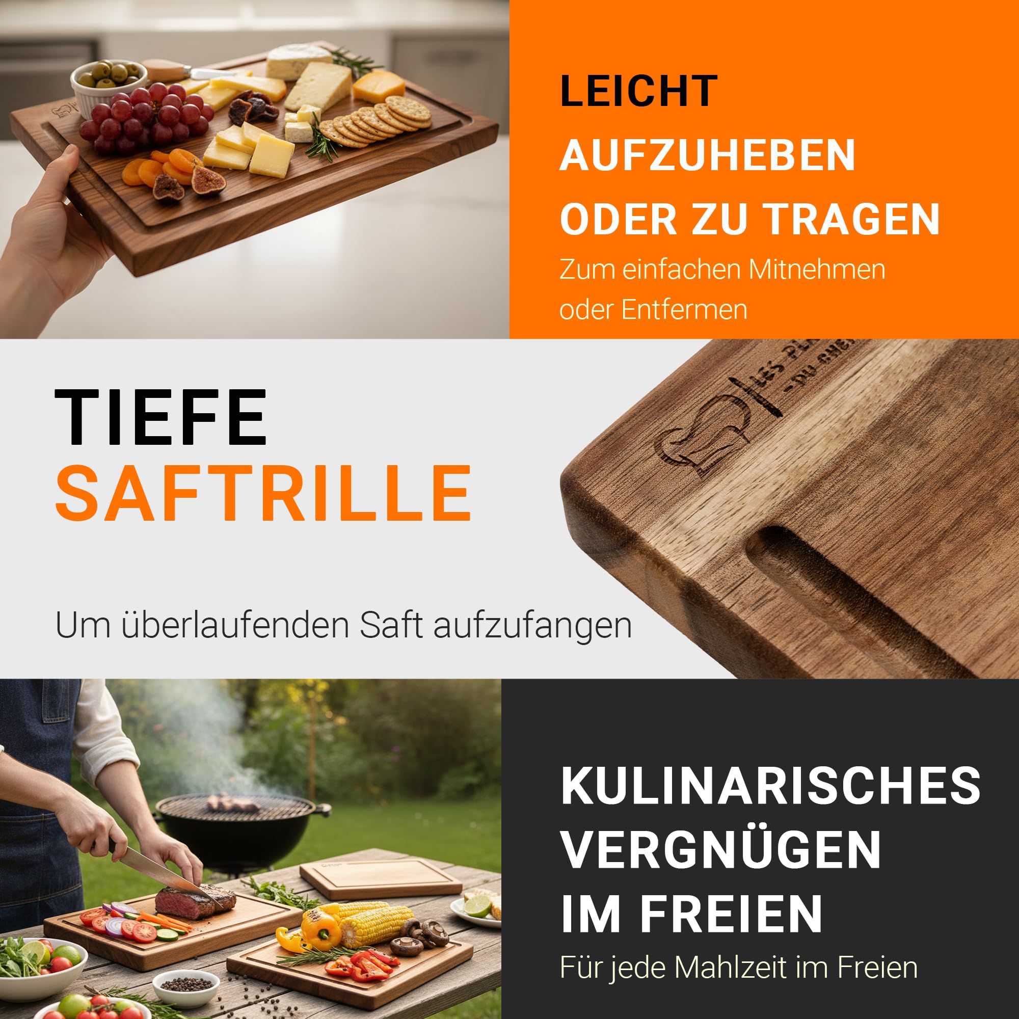 Schneidebrett Holz 4er Set Akazienholz – Holzbrett Holzschneidebrett Küche | Holzbrett, Holzschneidebrett, Küche