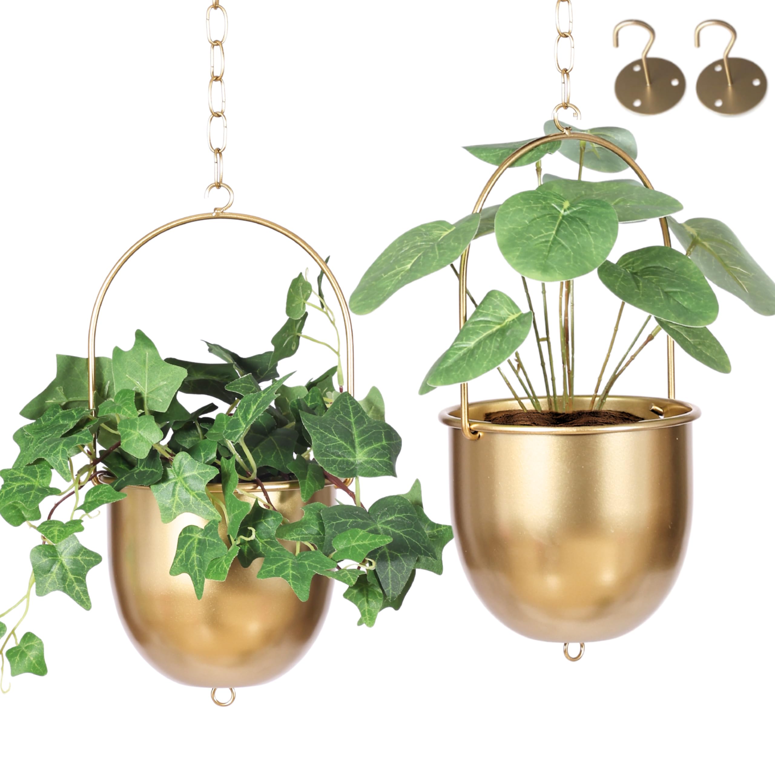 Shineloha 2 Pack Metal Hanging Planters