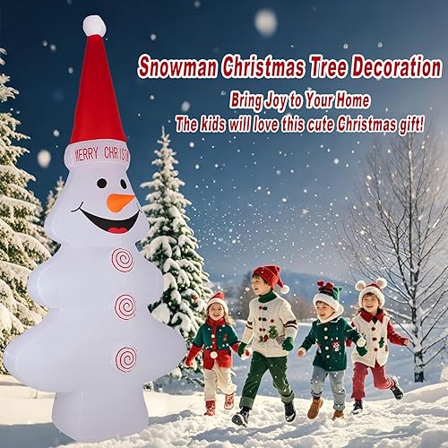 Miniatura 6 de Muñeco de nieve inflable de Navidad de 12 pies, decoración de patio con luces LED giratorias y RGB para decoración de patio, jardín, césped, regalos