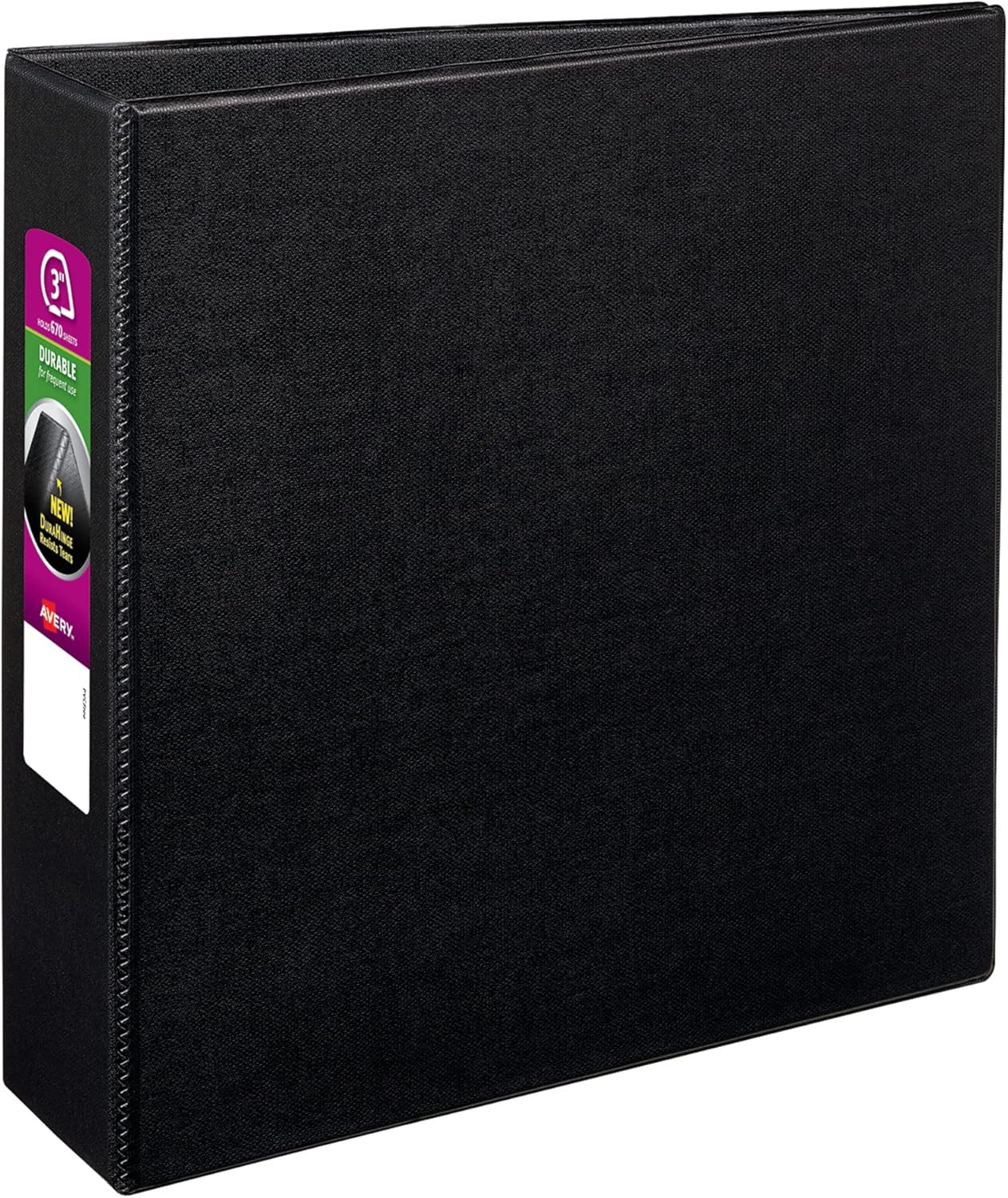 Avery Durable 3 Ring Binder, 3 One Touch EZD Rings, Label Holder, 1 Black Binder (07701)