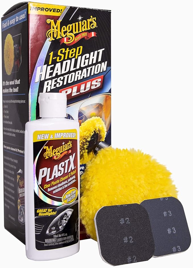 Meguiar's G1900KEU OneStep Plastic Car Headlight Restoration Kit for