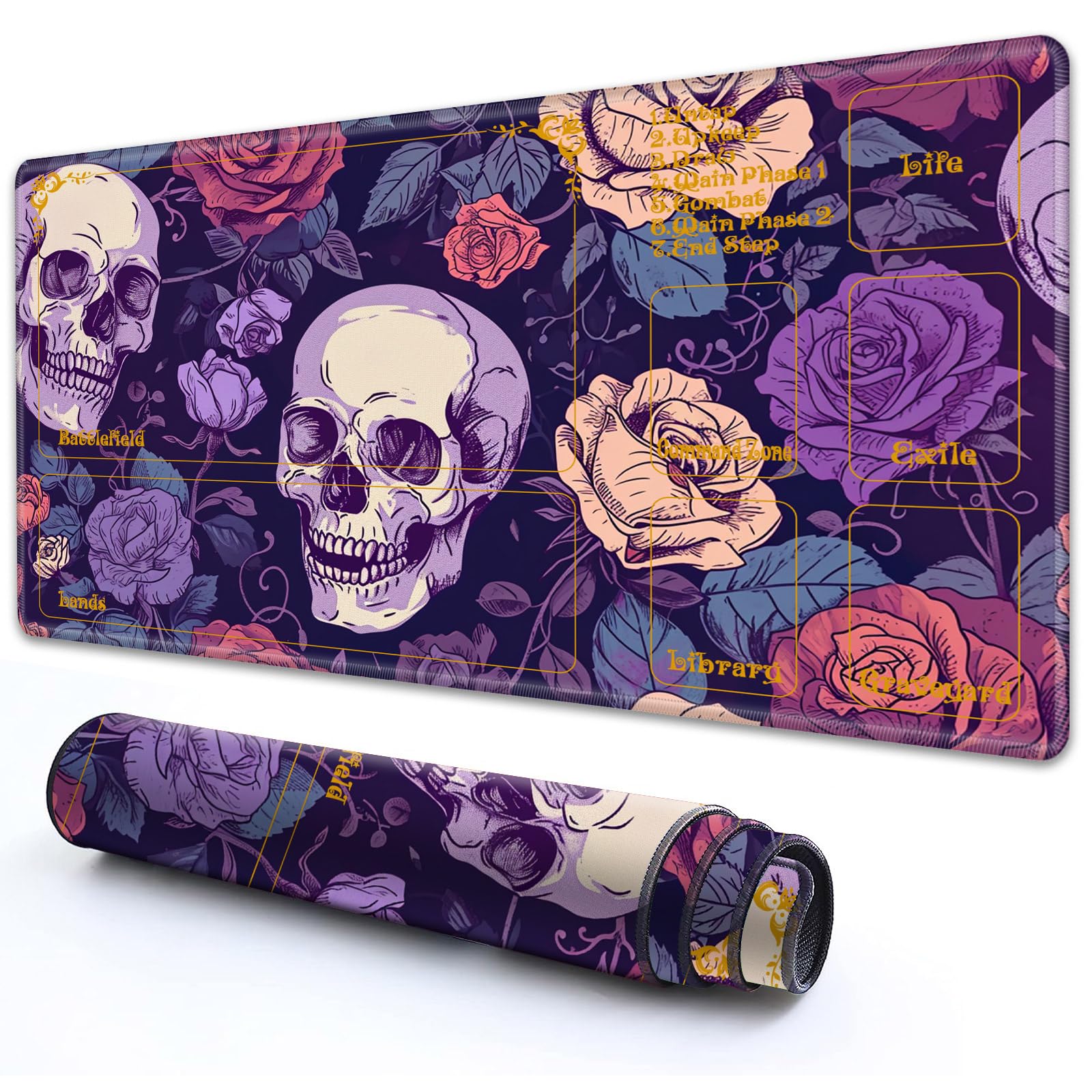 for MTG Playmat with Zones 27.5" x 15.74" with High Elastic Rubber Base Non-Slip Rubber Sole HD Printing for MTG Mat Magic Mat Card Playmat Magic