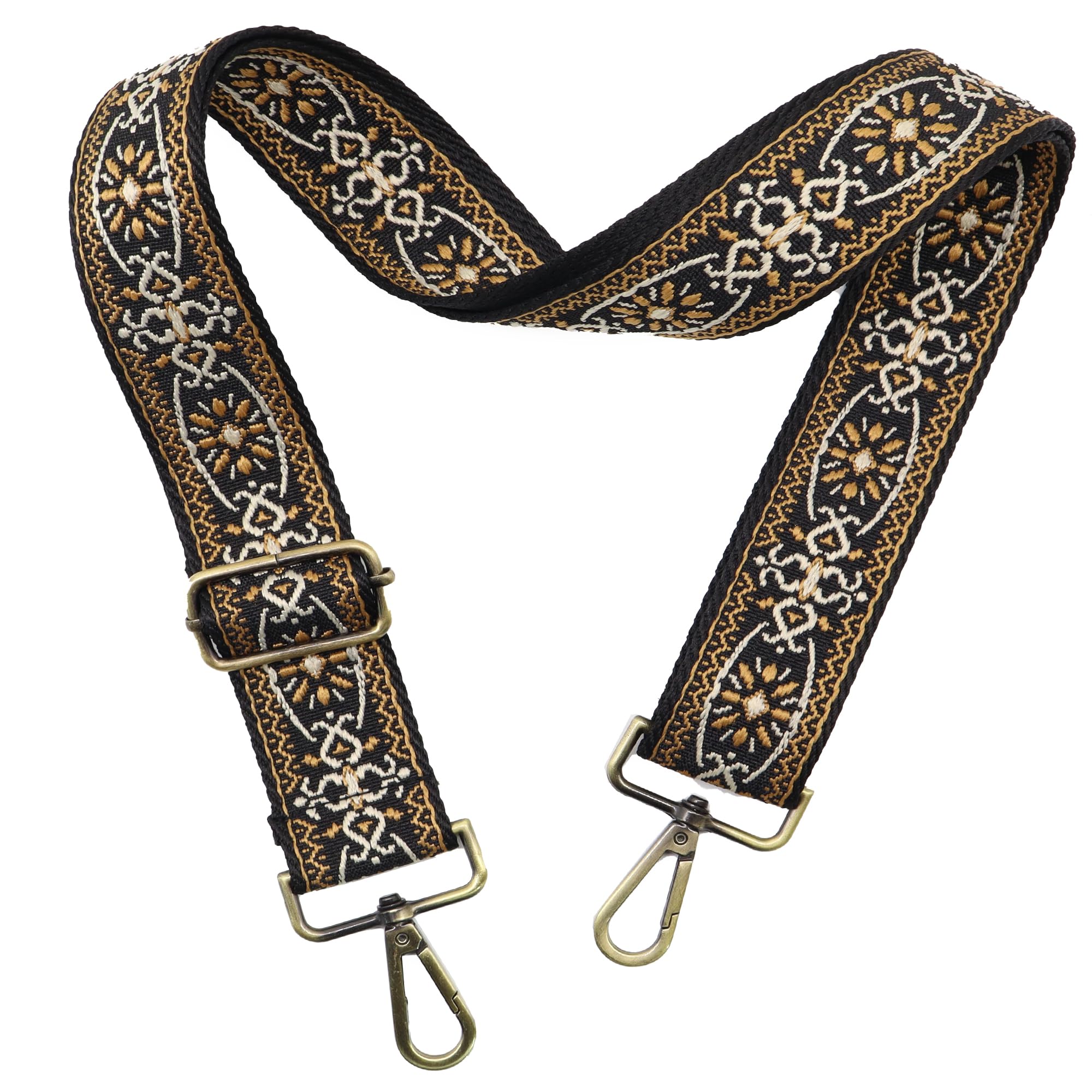 LEMEDE Purse Strap Adjustable Replacement Crossbody Bag Strap Retro Jacquard Embroidery Shoulder Straps for Canvas Bag