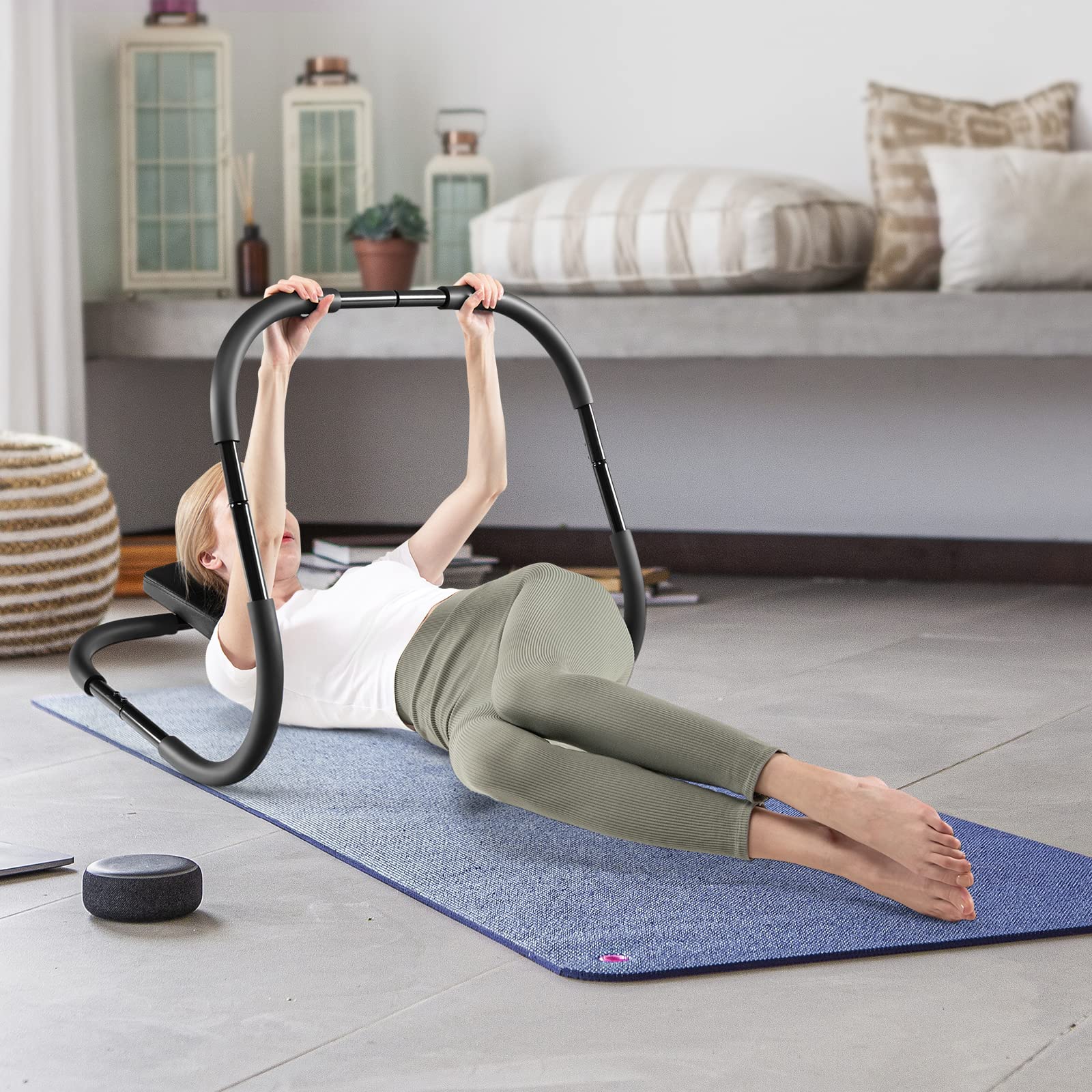 COSTWAY Ab Roller Bauchtrainer, 73 x 73 x 64 cm, Bauchmuskeltrainer Gerät, Situp Trainingsgerät, Po Trainer für Zuhause