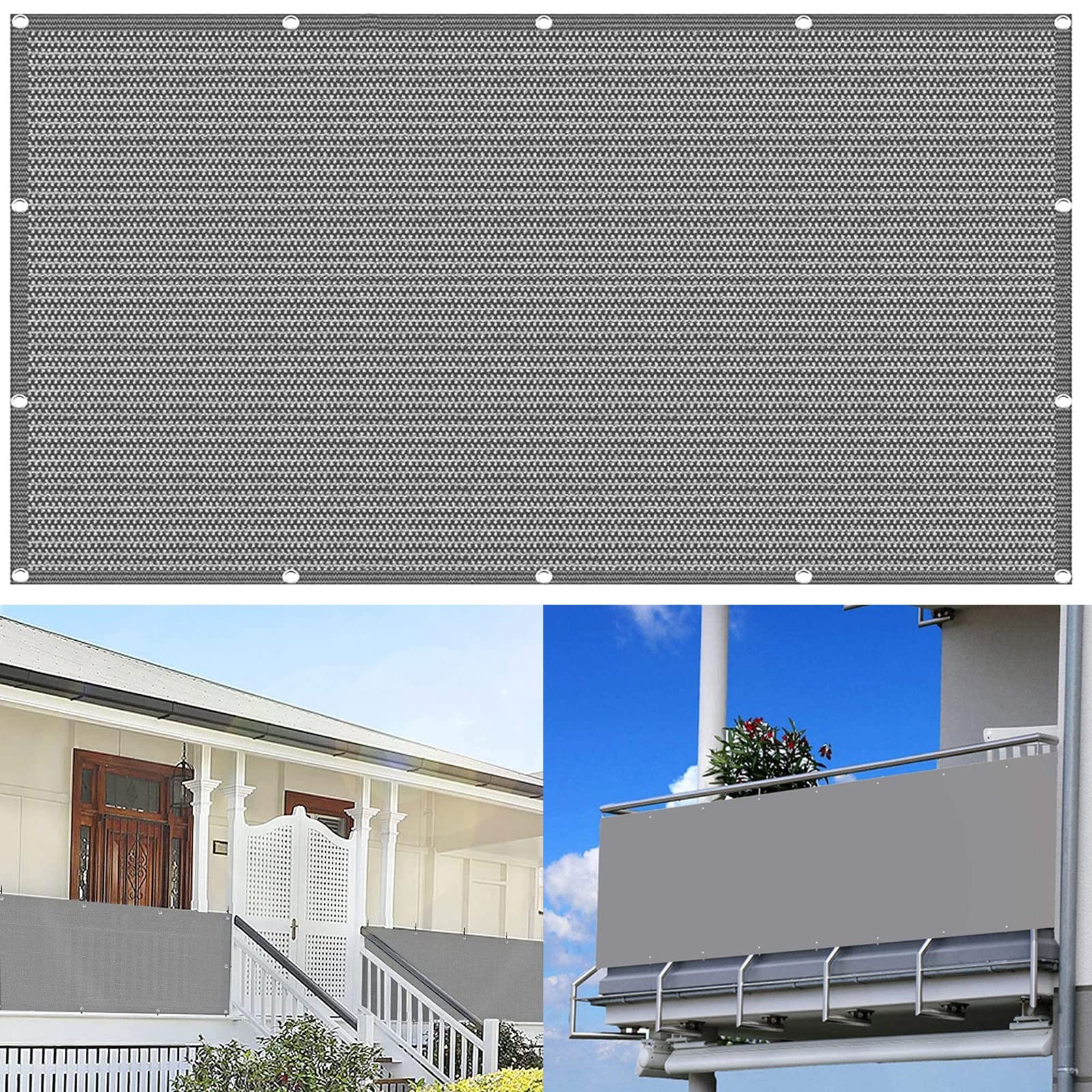 Brise-vue de balcon contre le vis-à-vis et les UV gris