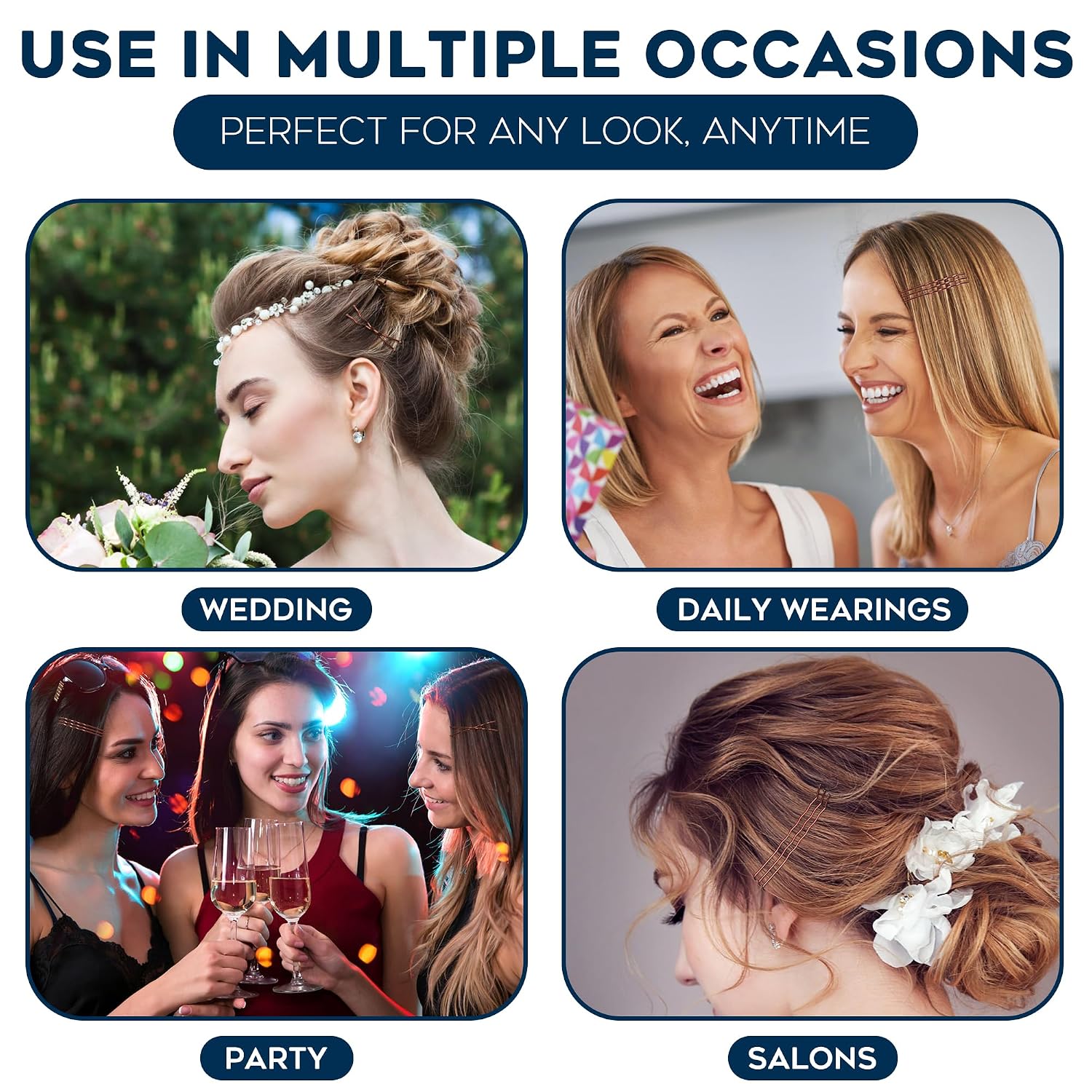 300 Pack Brown Bobby Pins Set by Luxurecourt, 3 Assorted Sizes of Large and Small Premium Bobby Pins + Regular Size U Shaped Hair Pins for Buns, Updo Style - Nonslip with Rounded Ends.