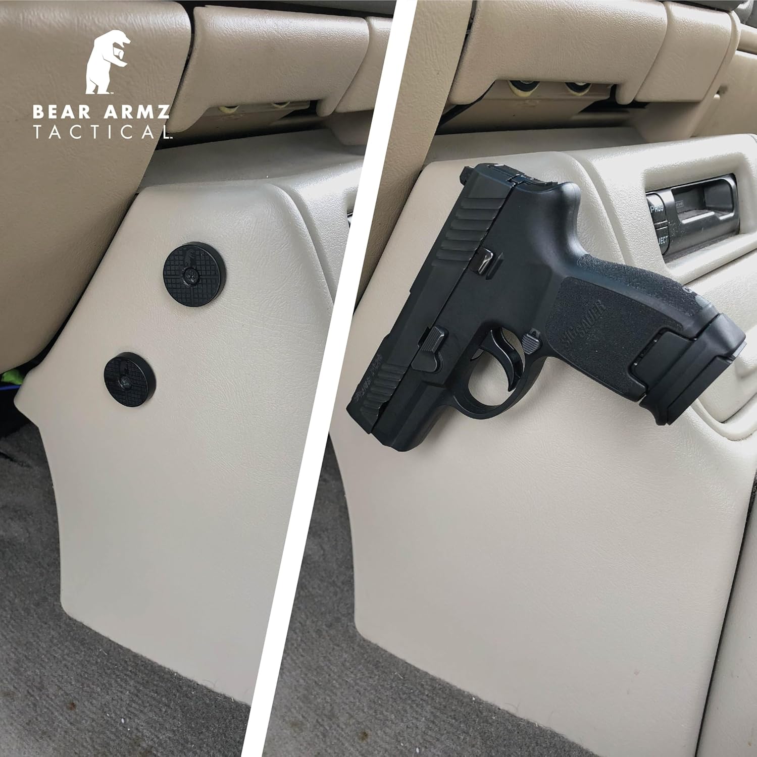 Gun Magnet Mount for Vehicle & Home I Rubber Coated w/Adhesive Back 25 Lbs Rated I Firearm Accessory. Concealed Holder for Handgun, Rifle, Shotgun, Pistol, Truck, Car, Vault, Desk