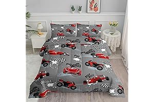 Boys Twin Bedding, Red Racing Car Bedding Set Twin Size Kids Race...