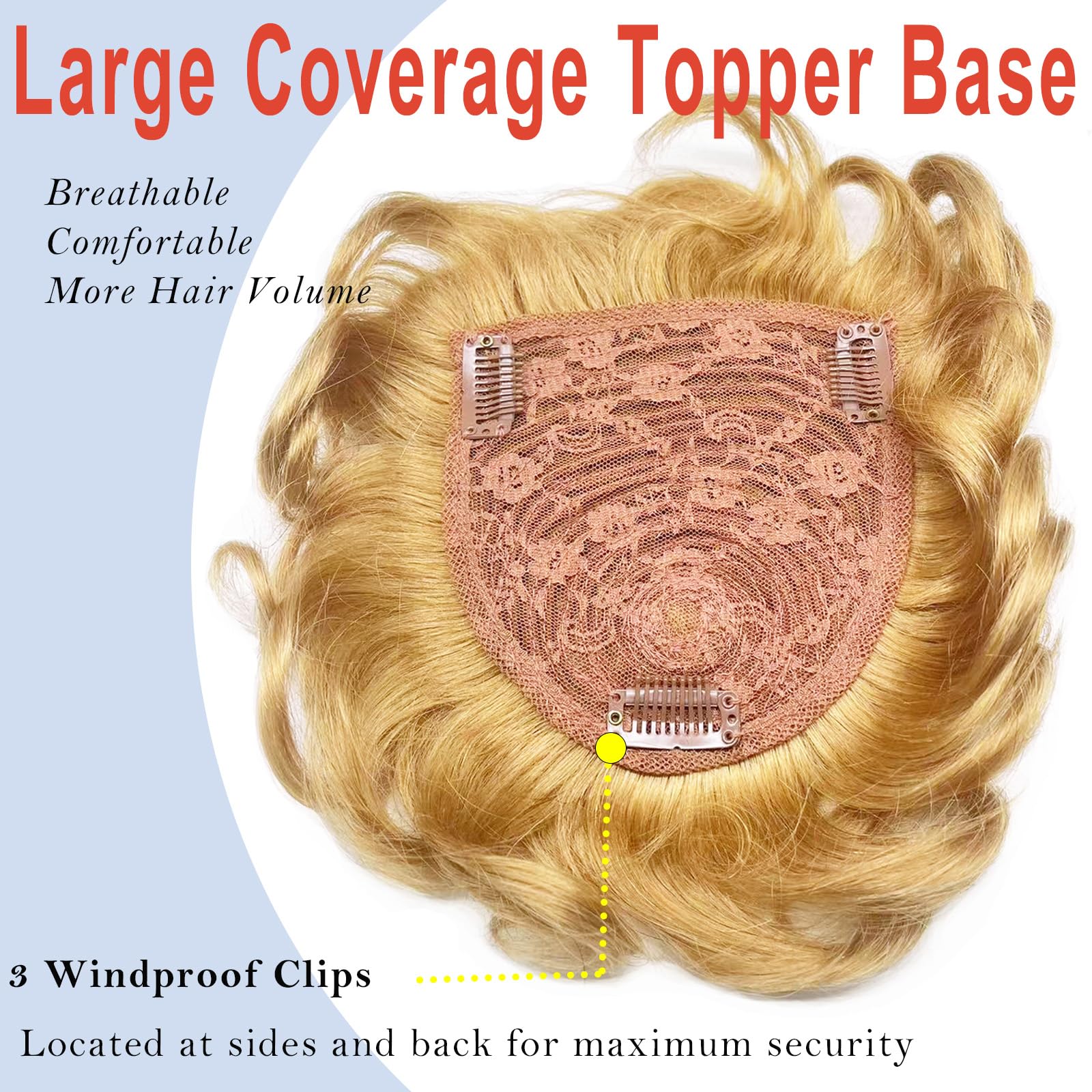 EREEHAIR Treski w 100% z ludzkich włosów z grzywką dla kobiet, 15 cm, krótkie, kręcone, tupecik, klips, falowane, kręcone, treska, duża podstawa, 13 x 14 cm, pełne pokrycie 360°, nr blond