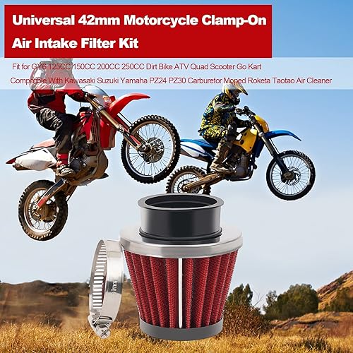 Miniatura 5 de 2 filtros de aire universales de 1.654 in para GY6 125CC 150CC 200CC 250CC Dirt Bike ATV Quad Scooter Go Kart compatible con Kawasaki Suzuki Yamaha