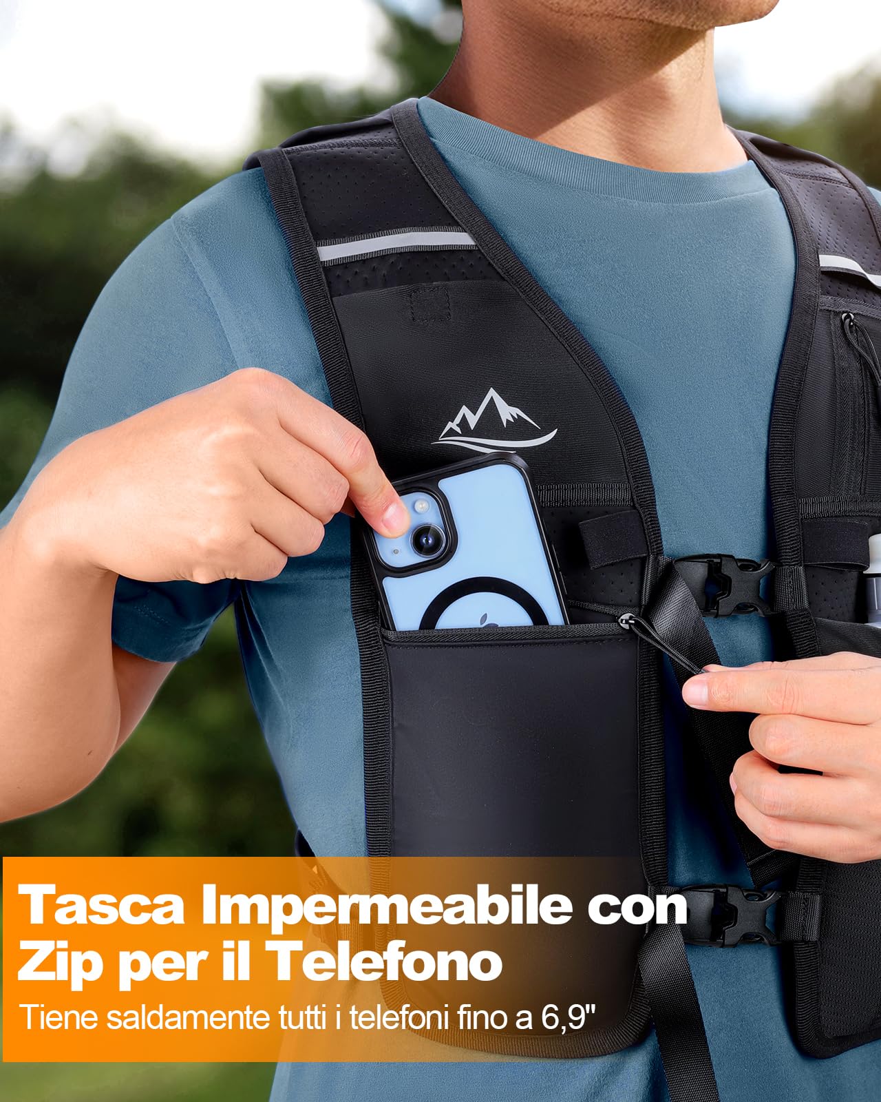 ISEYOU Gilet Running Super Leggero, Gilet da Corsa Riflettente Traspirante per Uomini e Donne, Tasche Multiple, Cintura Regolabile Running Vest per Ciclismo Escursionismo Trekking Trail