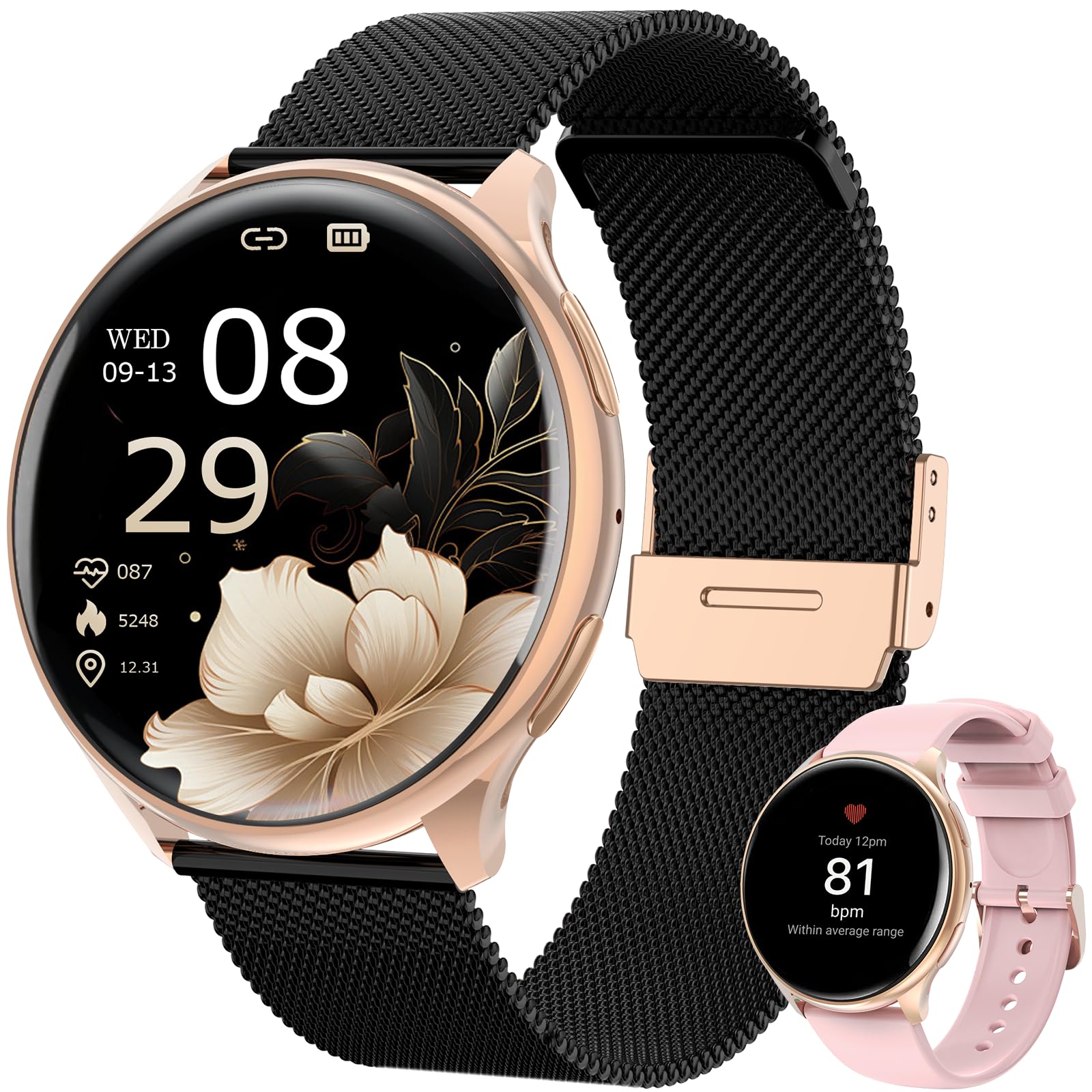 SLOKSFil Smartwatch Damen mit Telefonfunktion, 1.39