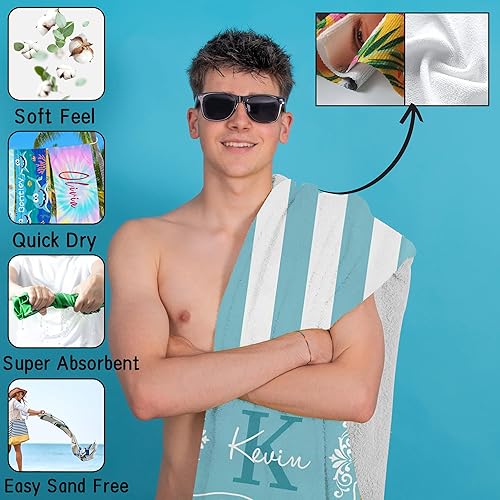 Miniatura 10 de D-Story Toallas de playa personalizadas para adultos  Toallas de playa personalizadas  Toallas de playa personalizadas de gran tamaño  Manta de