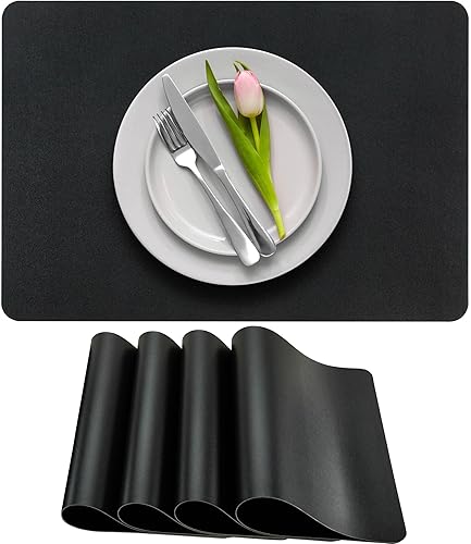 More Décor - Manteles individuales de piel sintética para comedor y mesa de cocina, resistentes a las manchas y al calor, antideslizantes, lavables