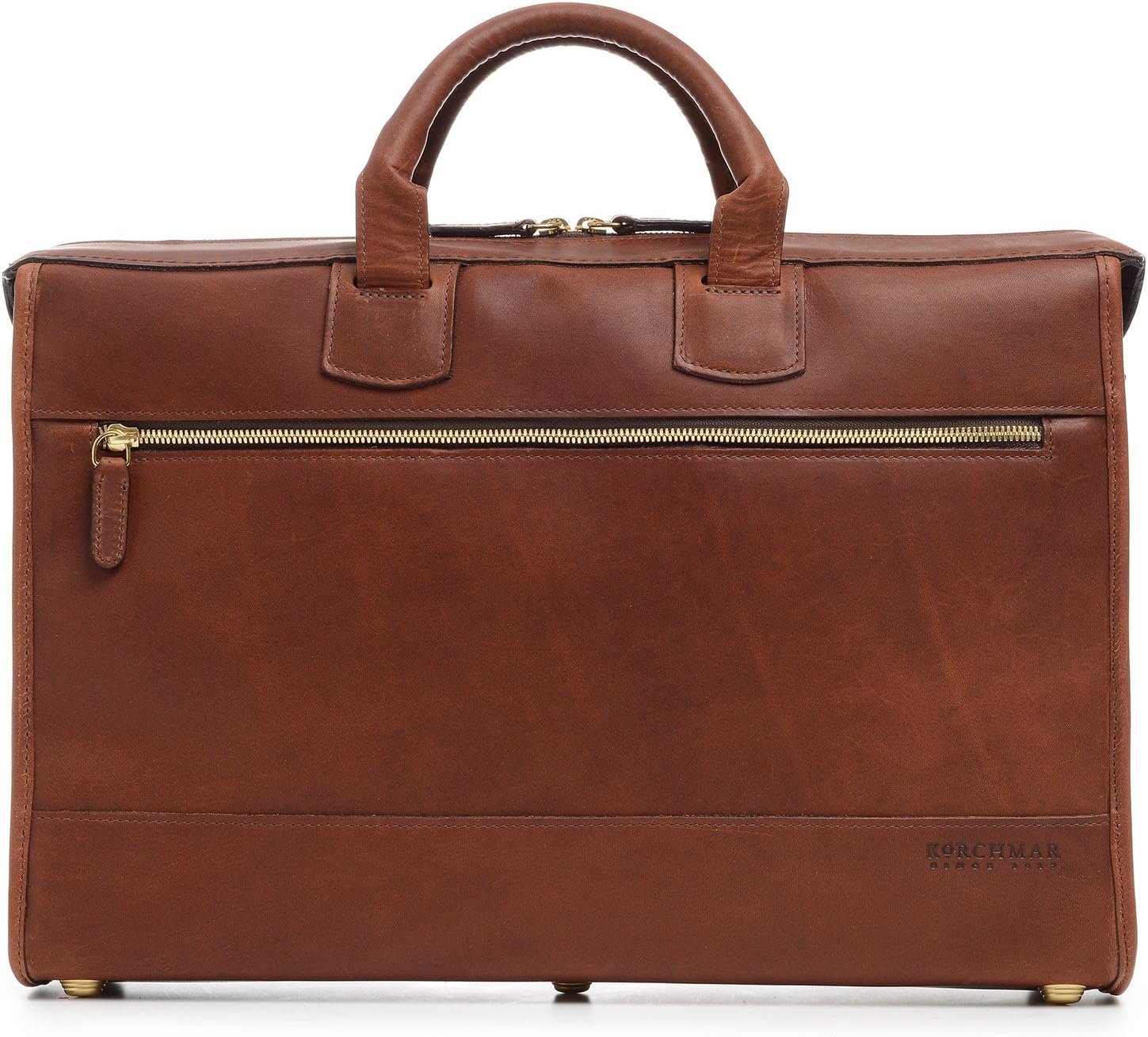 Korchmar Sawyer Compact Zippered Leather Briefcase, Slim Businss Bag in Espresso