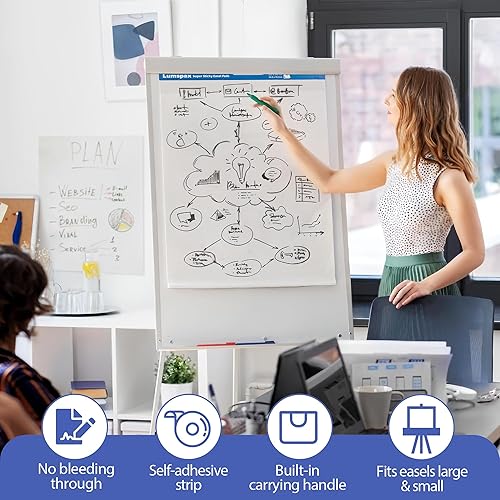 Miniatura 3 de Sticky Easel Pads 25x30 In, 3 Pack Large Self Stick Flip Chart Paper with Enhenced Power, 90 Sheets Total