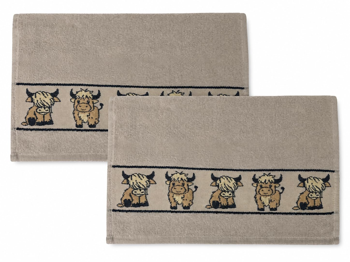 Lex's Linens 2 Pack Animal Tea Towel/Kitchen Towel (Highland Cow)