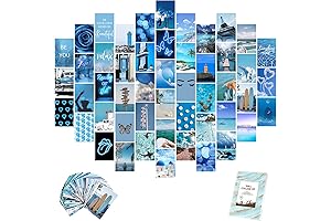vfaejll Blue Wall Collage Kit Aesthetic Pictures 50 Set 4x6 Inch