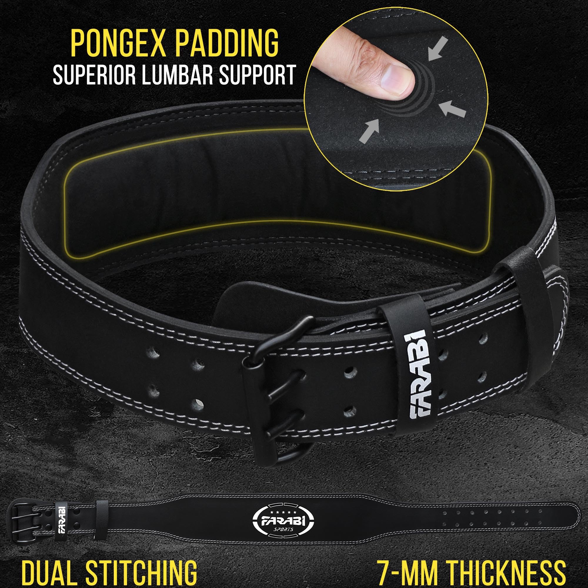 Farabi Sports ceinture musculation 100% cuir véritable ceinture leste musculation 4" de large pour hommes et femmes ceinture de musculation