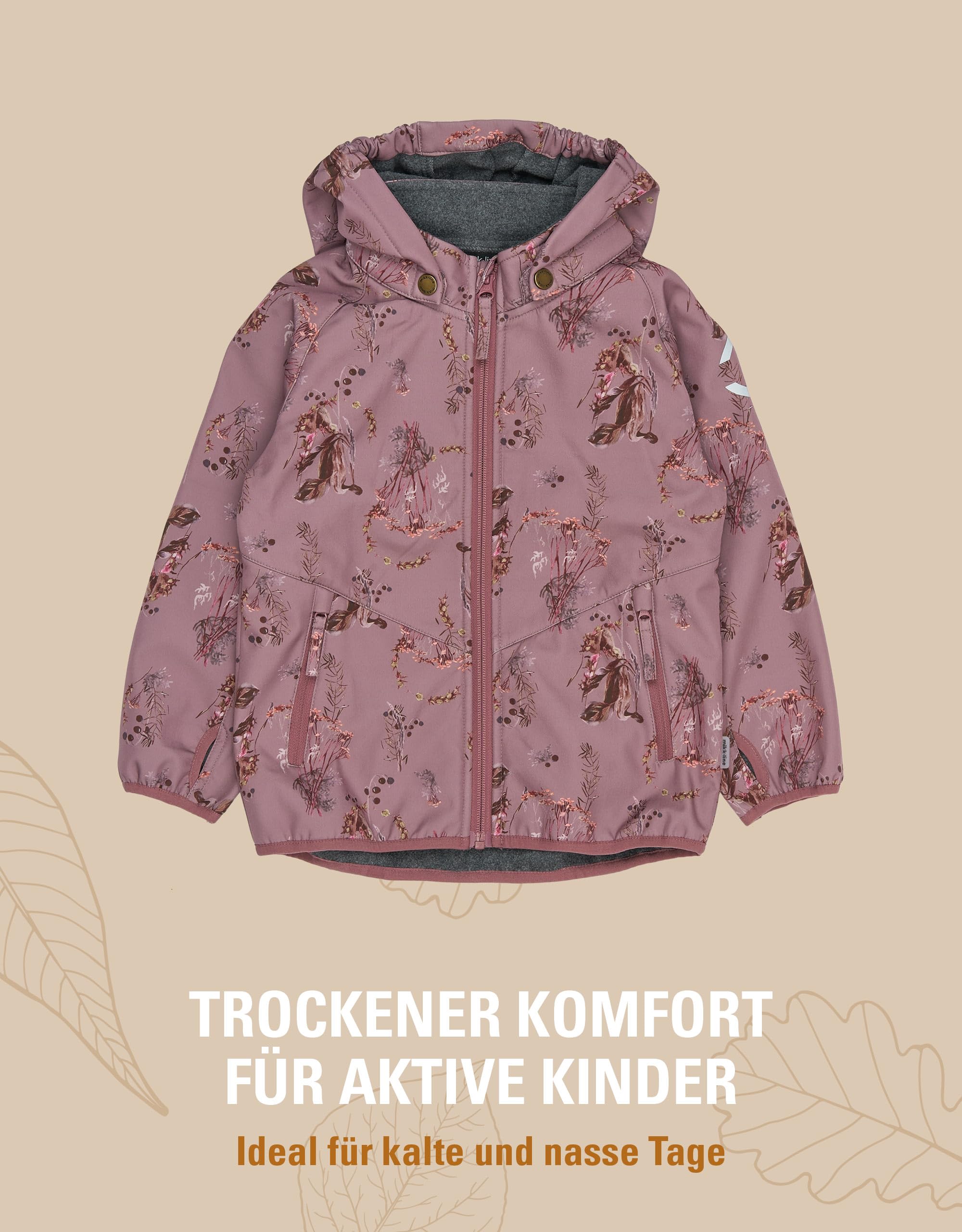 Mikk-line Wasserdichte Softshelljacke Kinder Größe (80-152) | Winddichte Atmungsaktive Softshelljacken für Mädchen & Jungen | Fleece Gefütterte Outdoorjacke mit Reflektoren
