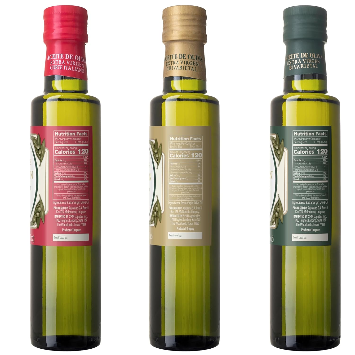 Colinas De Garzon Premium Award Winning Extra Virgin Olive Oil Tasting Set – 3 Pk 250 ml glass bottles – Italian Blend, Bivarietal, Trivarietal