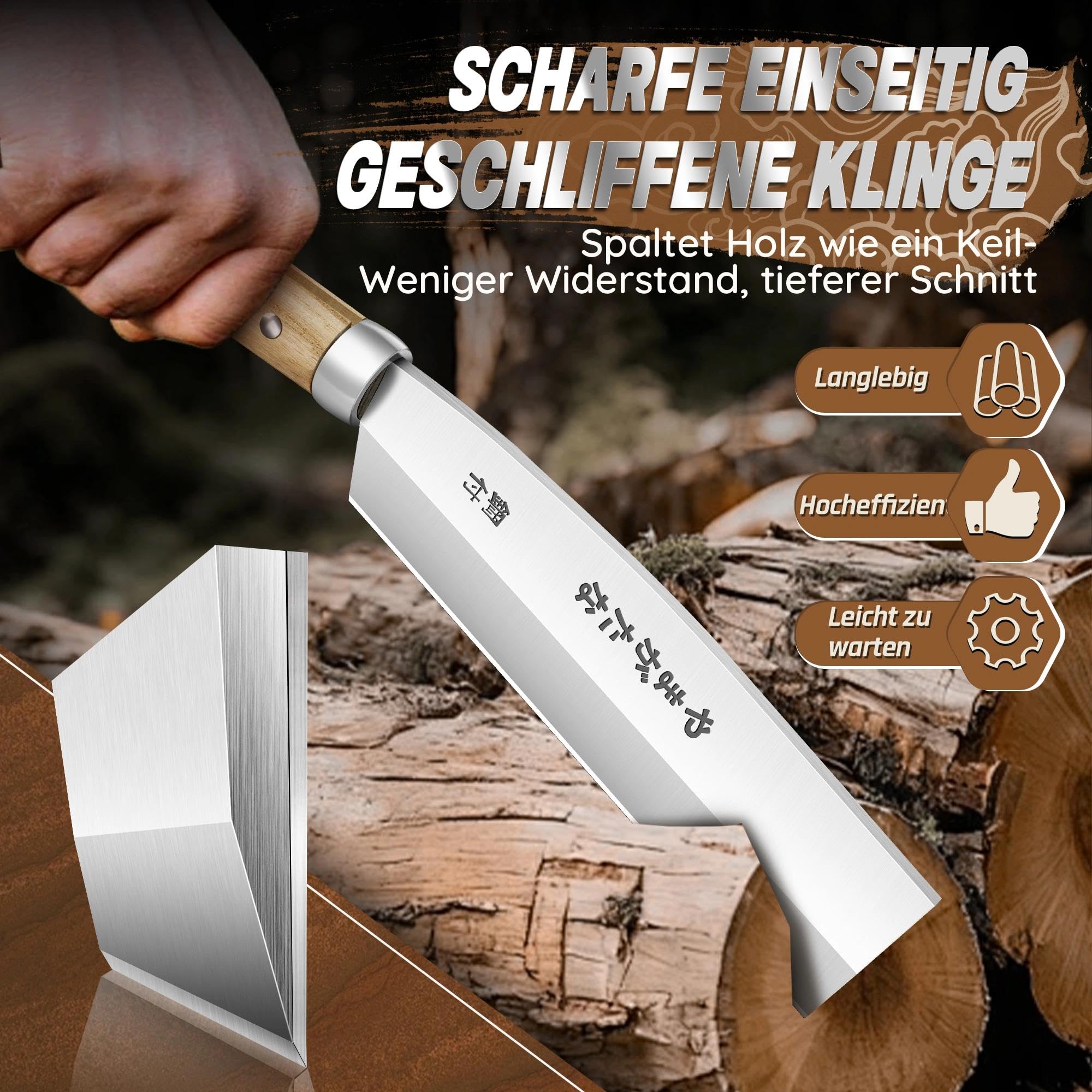 Dream Reach NATA Machete Scharfe, Garten Machete mit Holzscheide and Half Tang Ergonomischer Holzgriff, NATA Beil für Garten, Hof und Camping Outdoor Geschenk für Männer