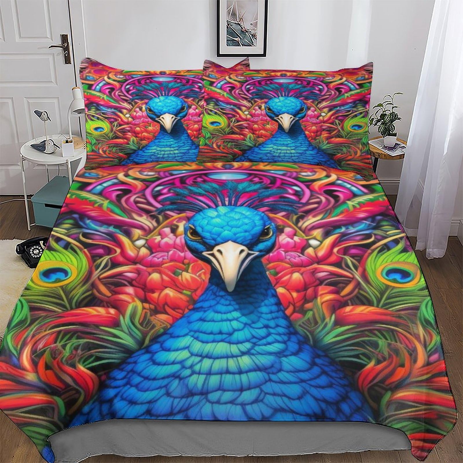 Housse de couette imprimé paon pour créer une ambiance cocooning dans la chambre