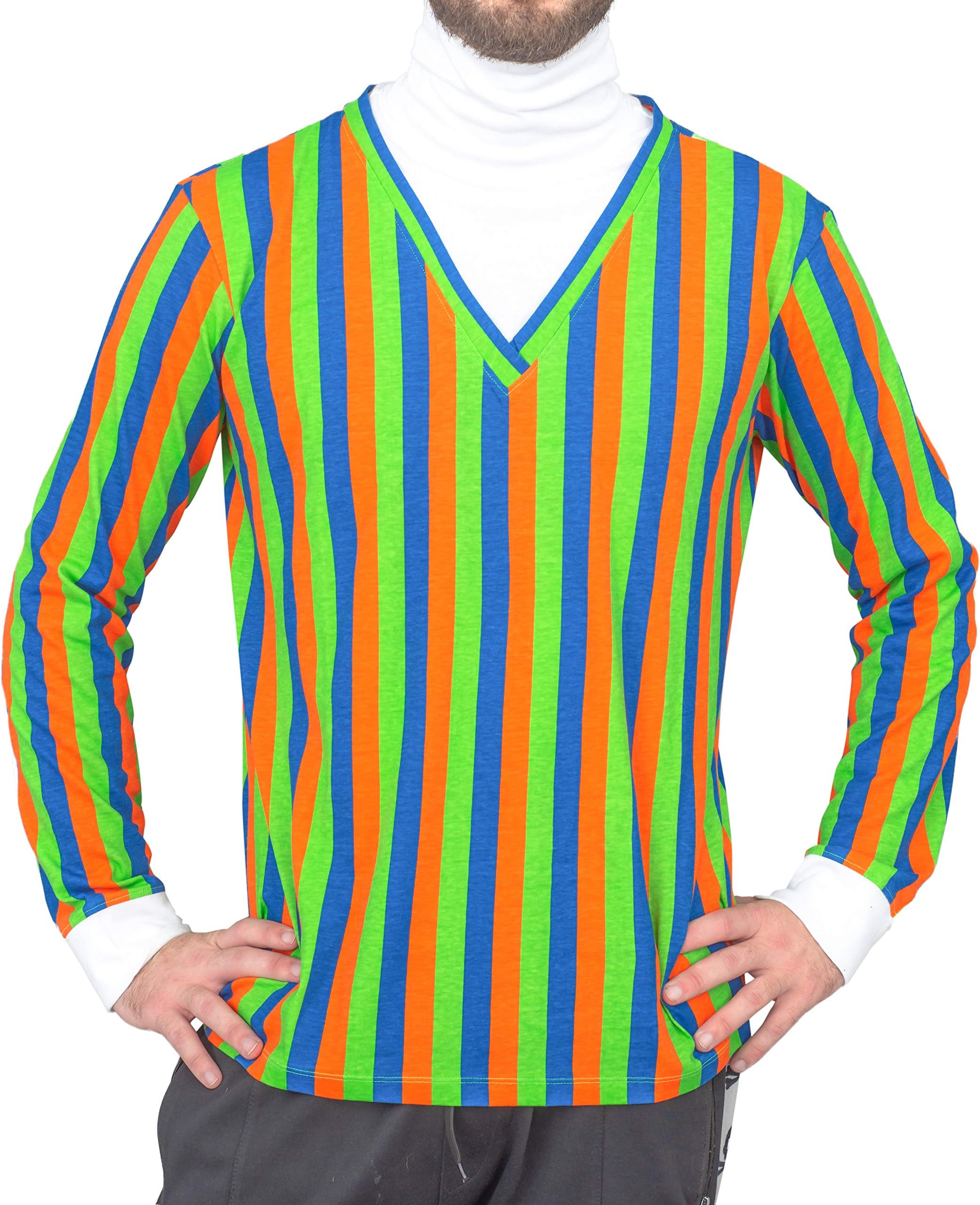 Sesame Street Bert and Ernie Adult Long Sleeve Striped T-Shirt Halloween Costume Cosplay