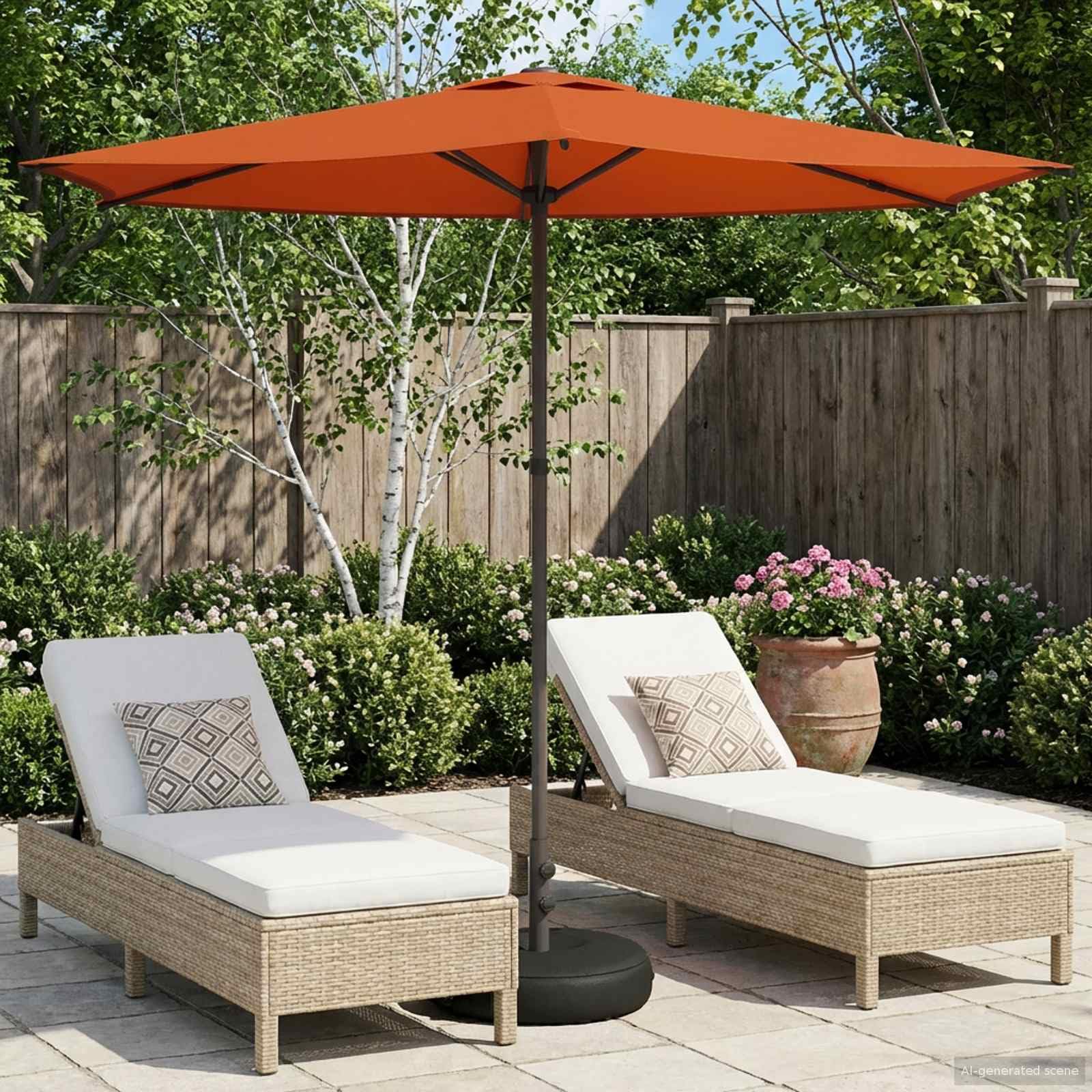 Parasol de jardin rectangulaire protection UV mât acier résistant