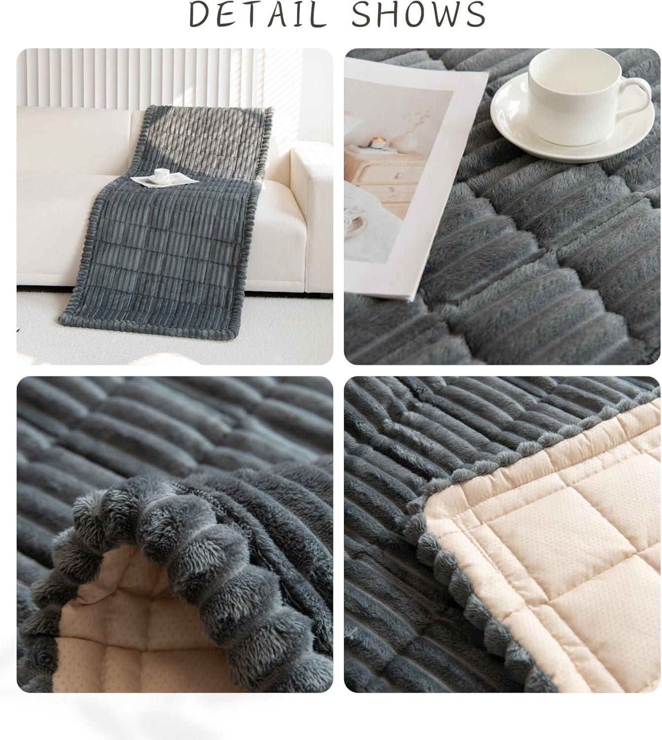 Faux Fur Dog Couch Cover Protector Soft Fuzzy Plush Couch Cover for Dogs Washable Anti-Slip Dog Bed Cover Pet Blanket Pet Friendly Sofa Cover for Puppy Large Dog Cat (Mid Grey,35"x82")