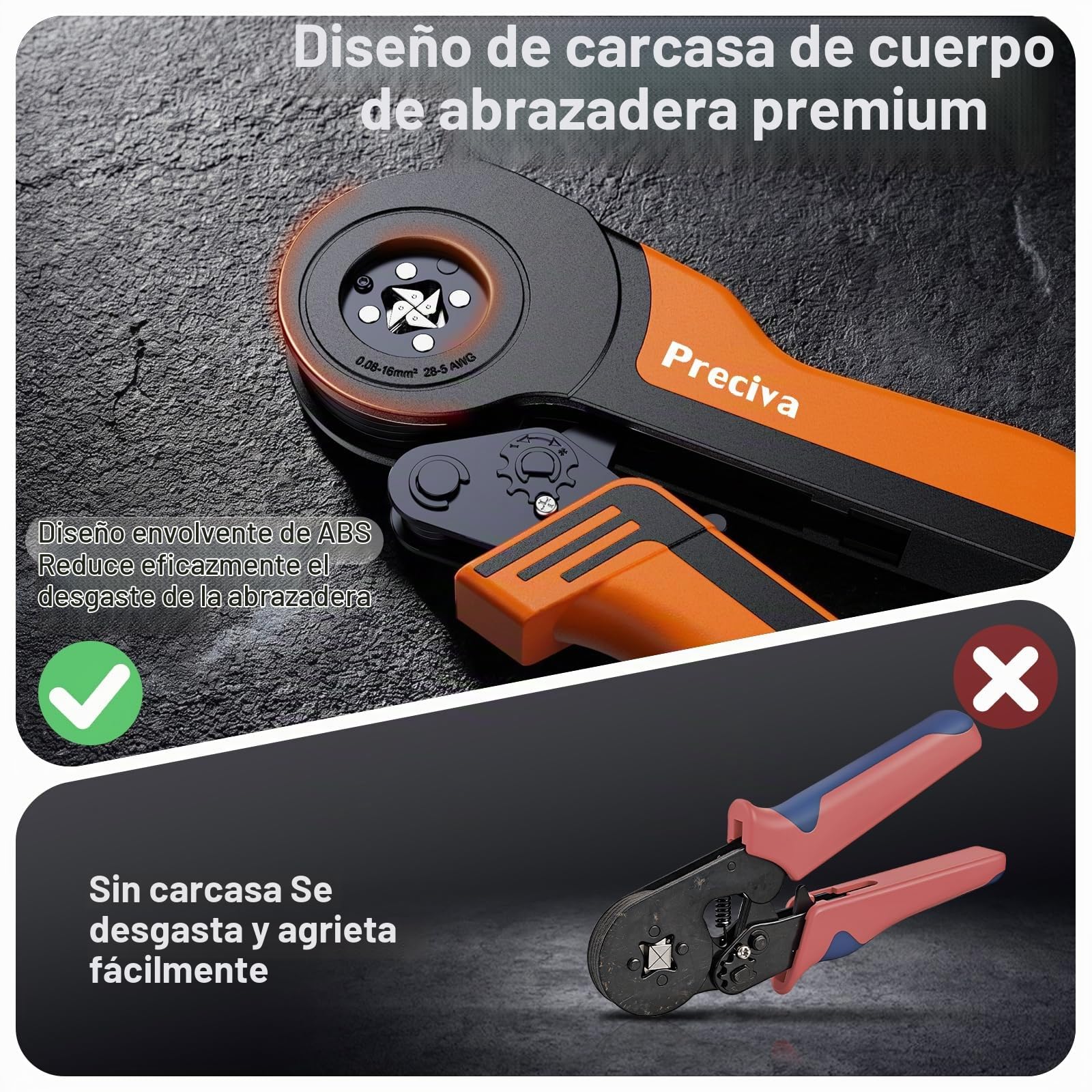 Kit de Crimpadora con 1400 Conectores, Alicates de Terminales AWG 28-5, Juego de Prensa de Cable Ajustable 0.08-16mm², Herramienta de Crimpado para Conectores de Cable