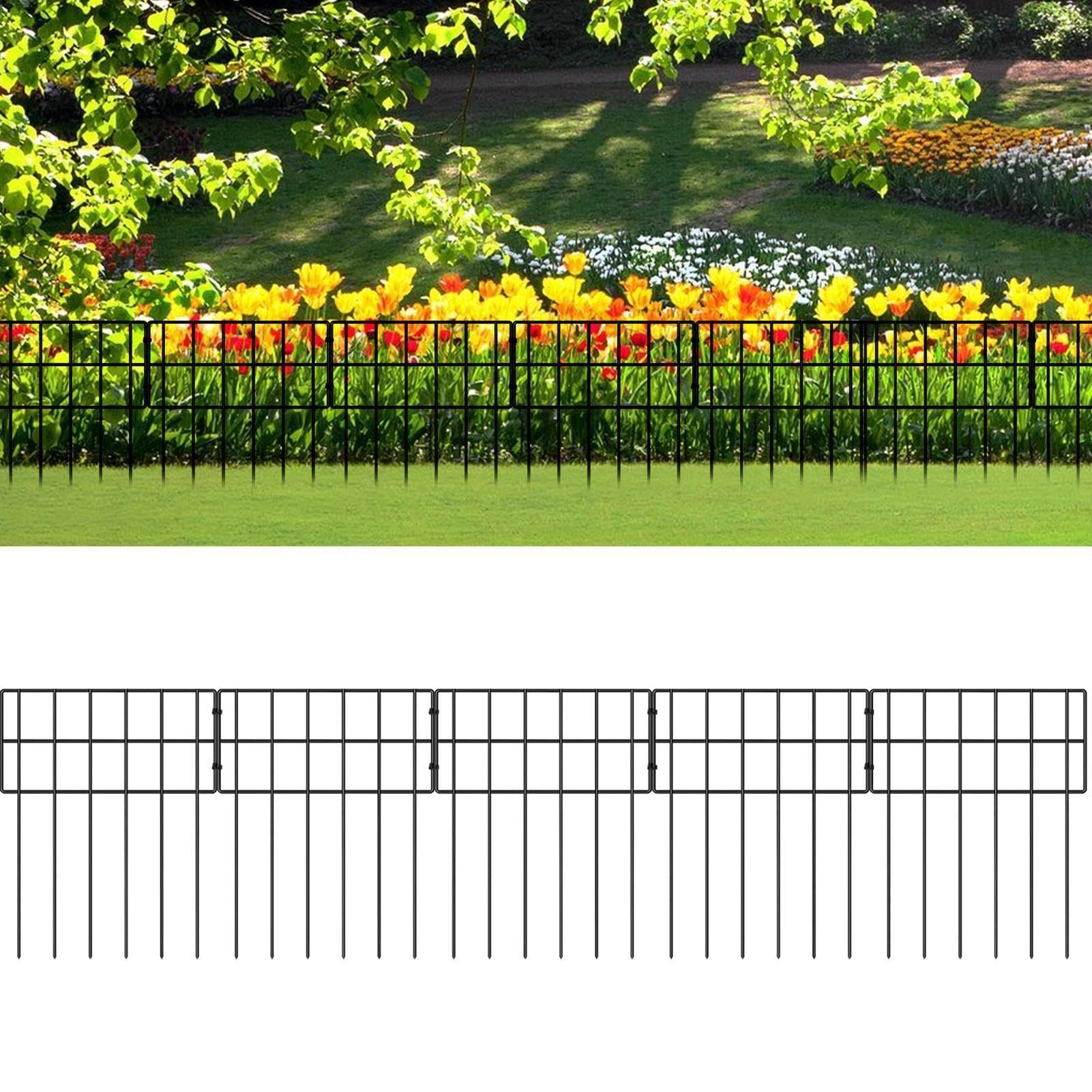 Valla de jardín de metal, resistente al óxido para exteriores, paneles de valla para cama de flores para perros, para patio, paisaje, camino, pasarela, cama de flores, granja, perros, conejo, pollo