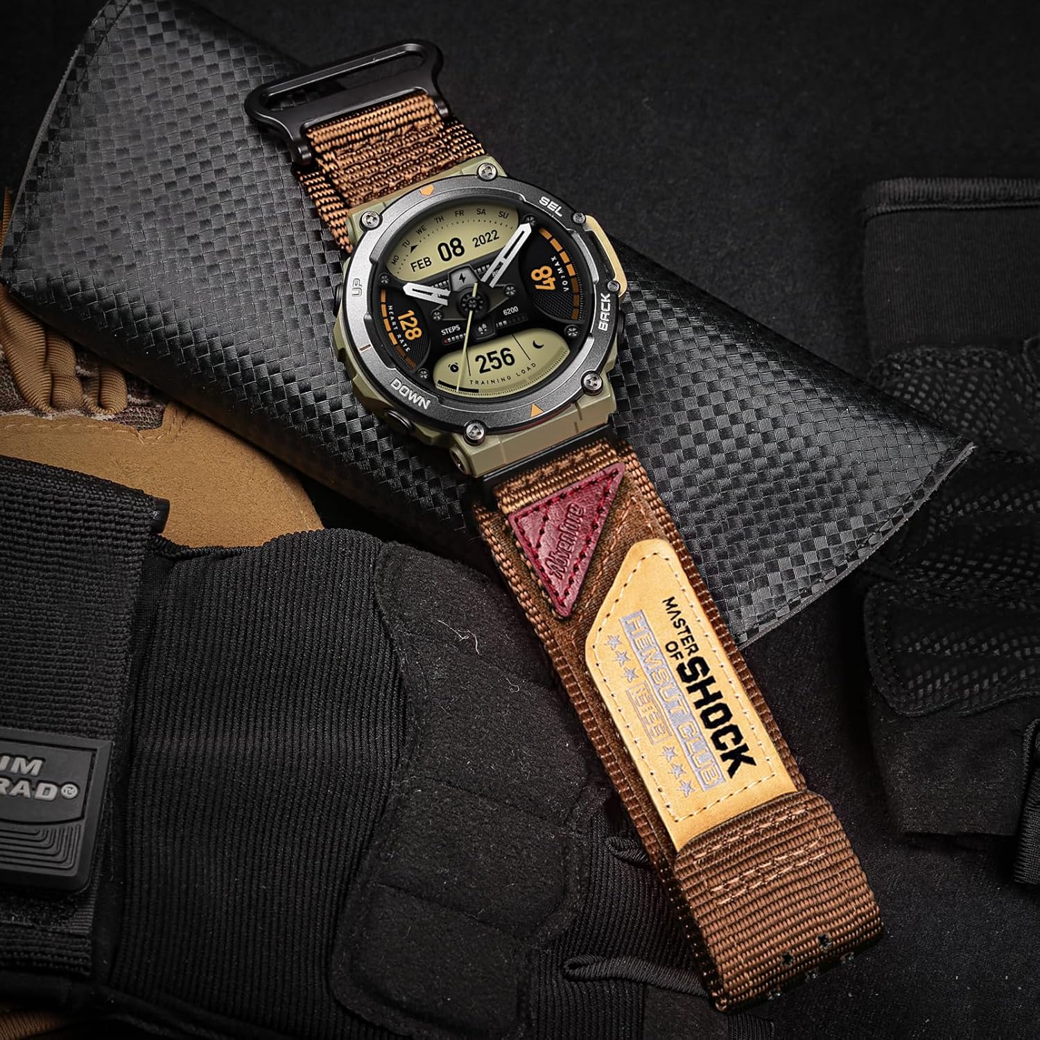 Watch Bands Compatible with Amazfit T-Rex 2, Millitary Nylon Strap With Hook and Loop Design and Tools included