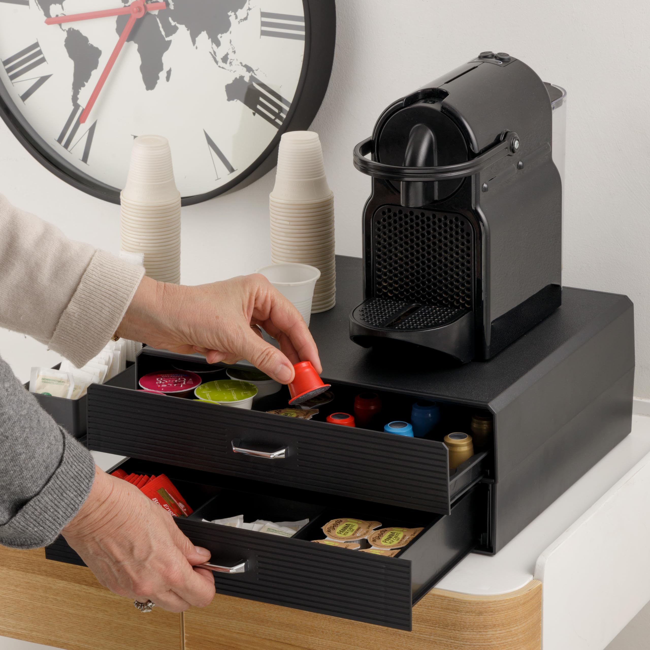 Porta Cialde Caff&egrave; Nespresso - Organizer Con Portatazze, Design Elegante