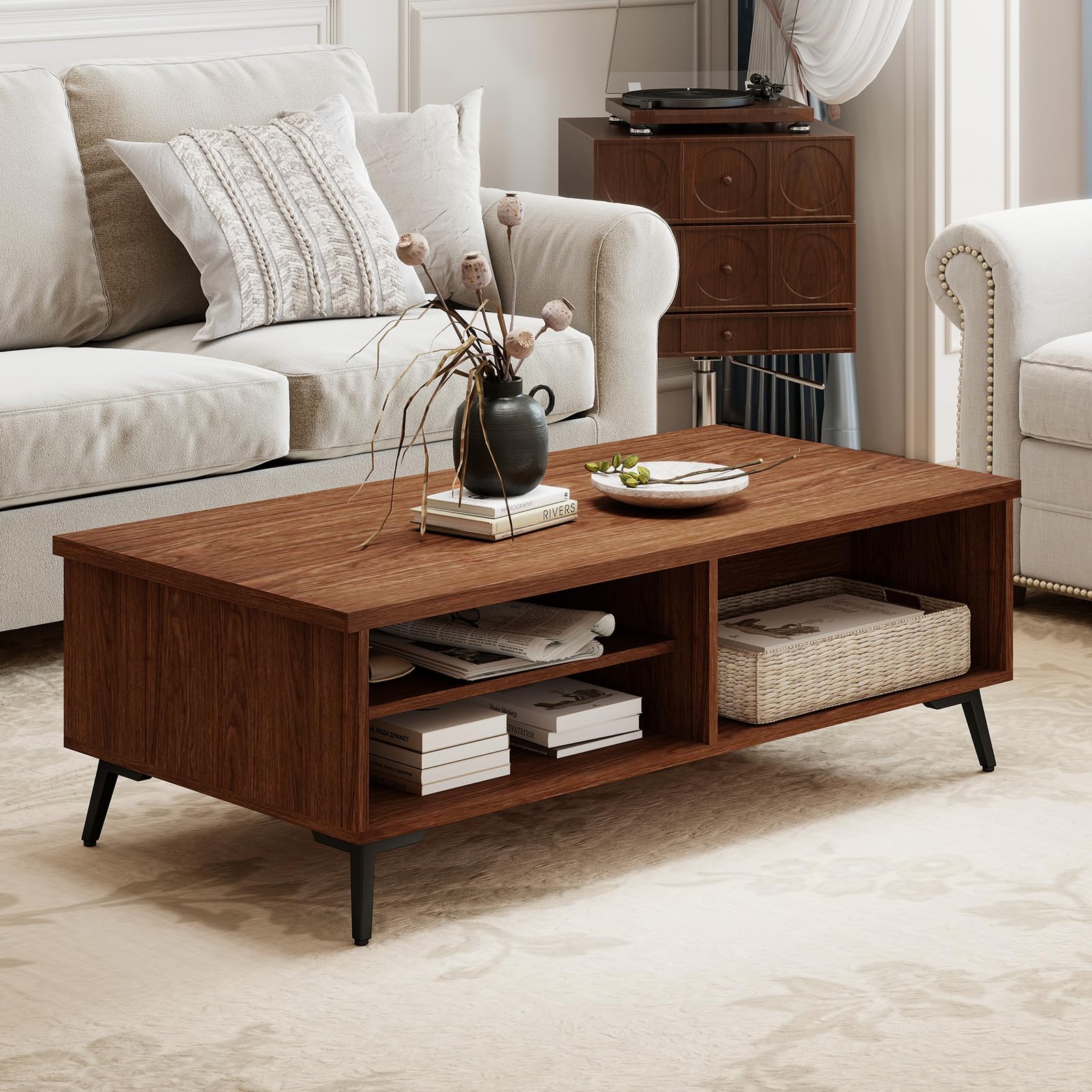 Amazon.com: Giantex Mid Century Modern Coffee Table, 2-Tier Wood