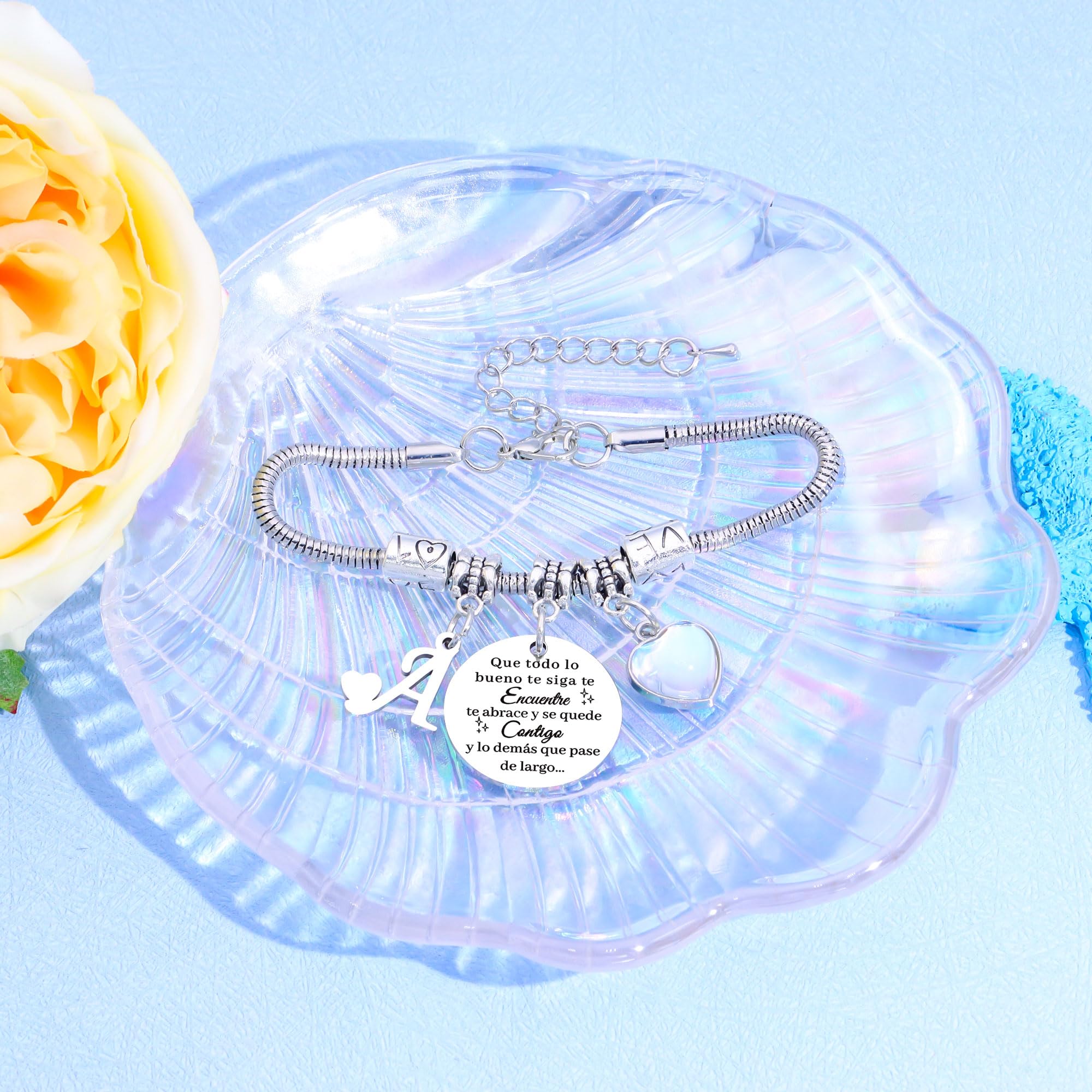 Regalos para Mujeres Pulsera de Plata con Letras Iniciales - Regalo Personalizado para Hija, Sobrina, Hermana, Amiga, Adolescente, Madre y Tía