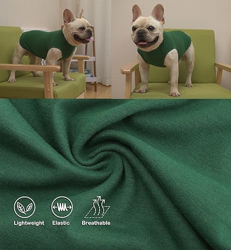 Miniatura 5 de Camisas de algodón en blanco para perros, ropa grande para perros, disfraces de mascotas para niños y niñas, ejército y verde profundo, XL