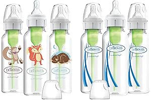 Dr. Brown's Natural Flow® Anti-Colic Options+™ Narrow Brown Bottles 8 oz/250 mL,...