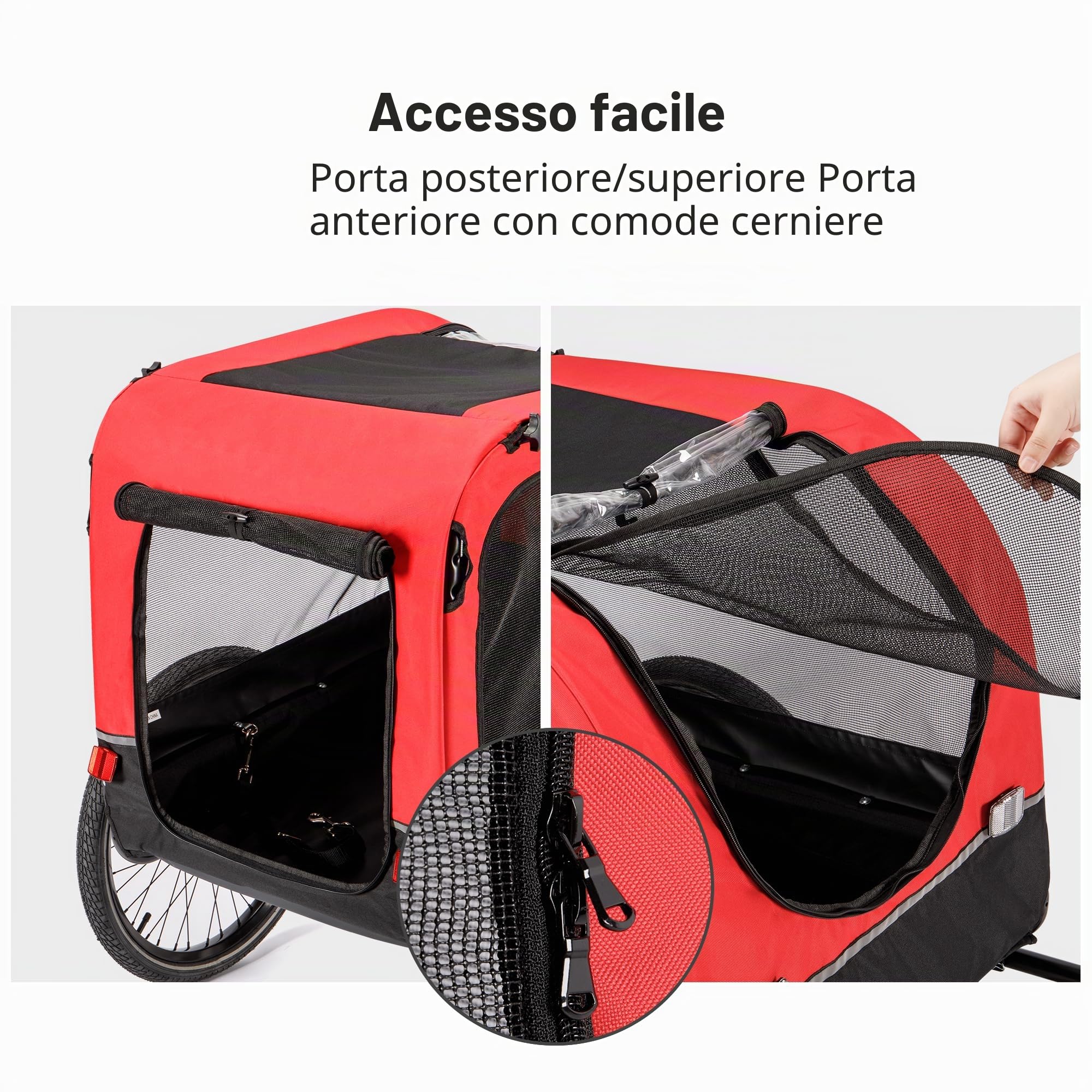 CXWXC Rimorchio della bicicletta per cani 2 in 1 Rimorchio della bicicletta per carrello del cane da jogger con ammortizzatore, rimorchio del cane Capacità massima di carico 40KG/88LBS (Rosso)