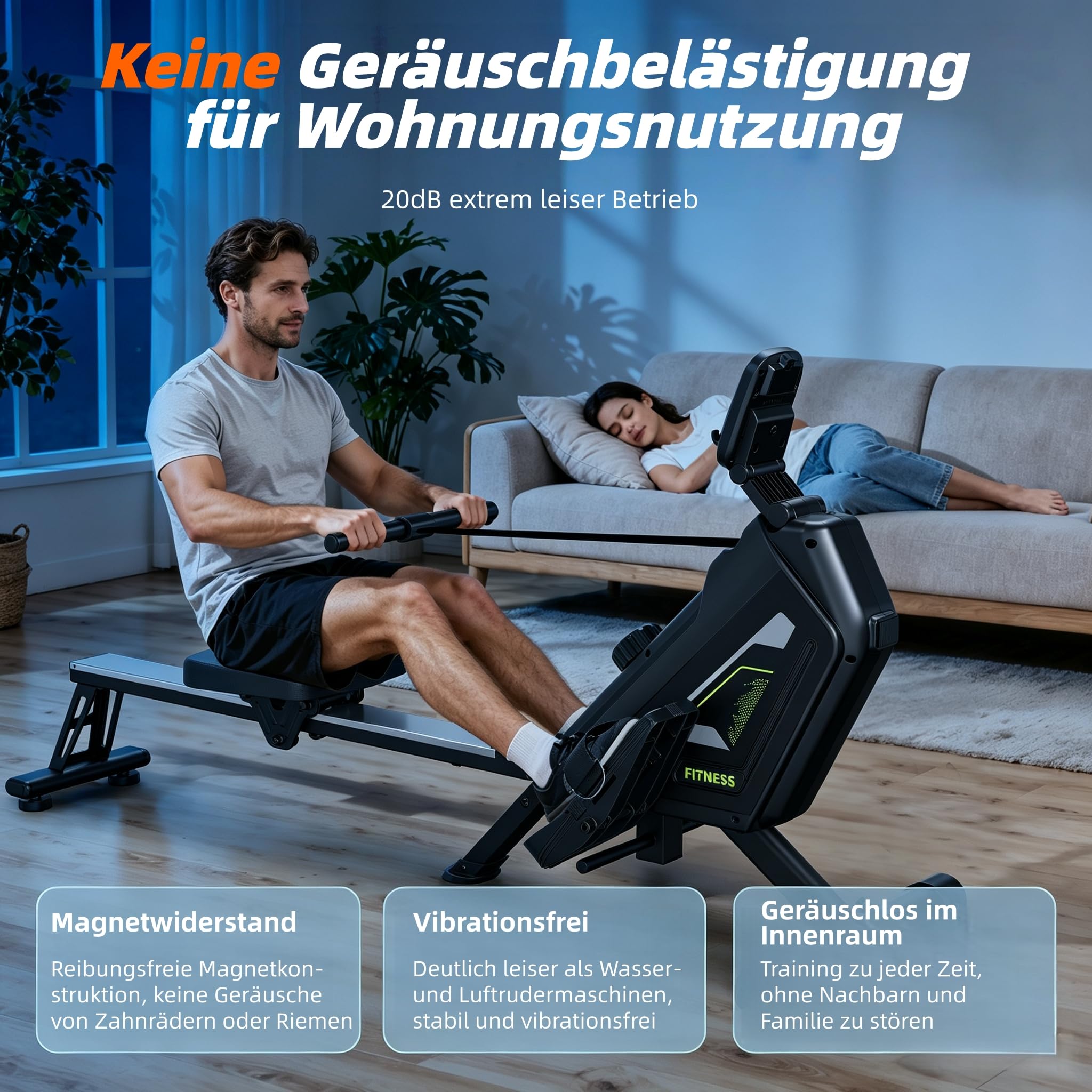 Magnet Rudergerät, leises Rudergerät für Zuhause mit Bluetooth