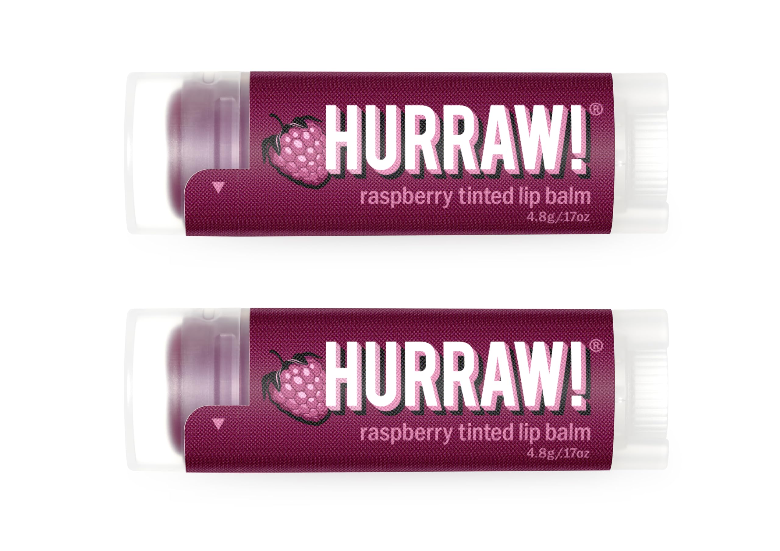 Hurraw! Raspberry Tinted Lip Balm, 2 Pack: (Sheer Berry Tint) Organic, Certified Vegan, Cruelty and Gluten Free. Non-GMO, 100% Natural Ingredients. Bee, Shea, Soy and Palm Free. Made in USA