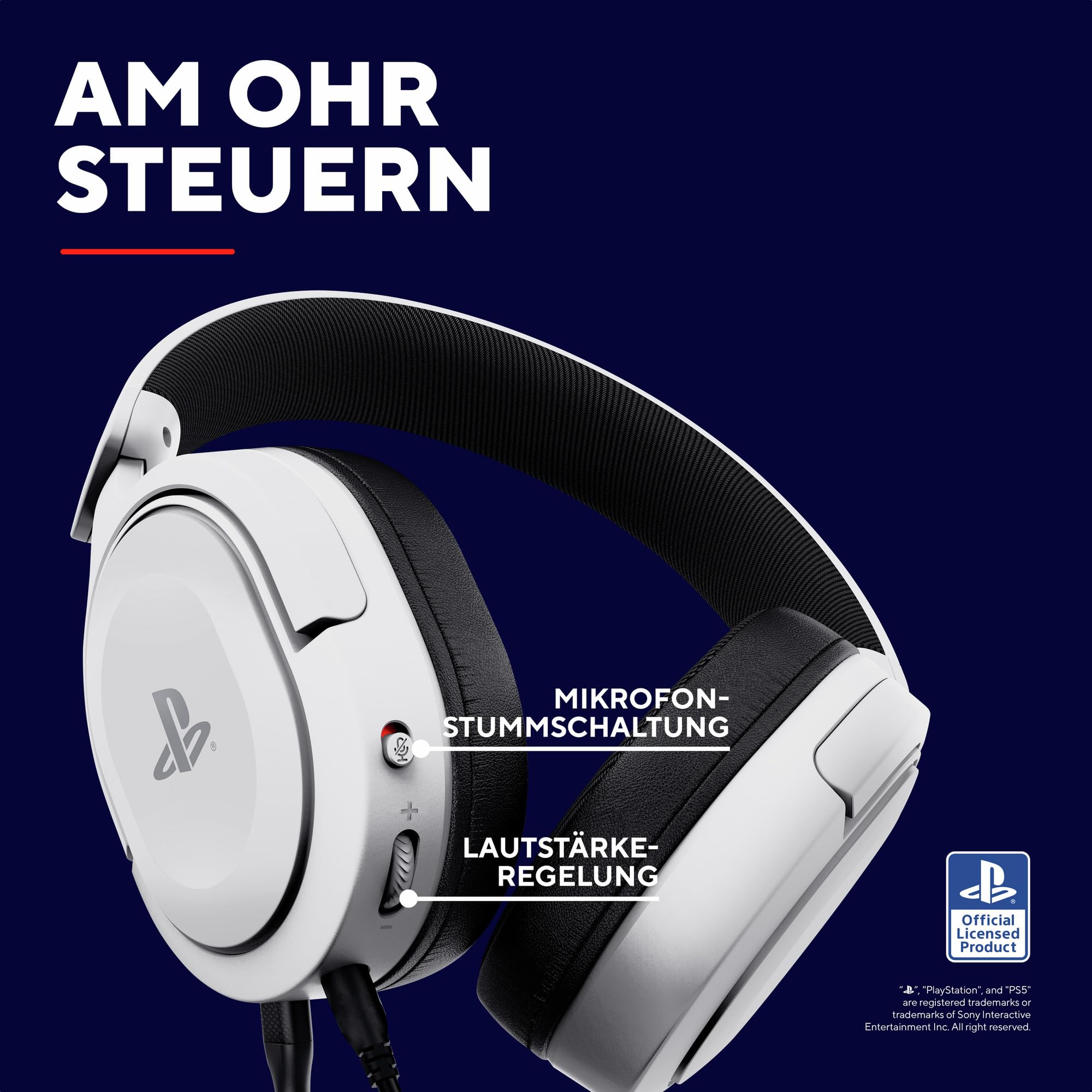 Trust Gaming Headset GXT 498W Forta Offiziell Lizenziert für PlayStation 5, Over-Ear Kopfhörer, Weiß