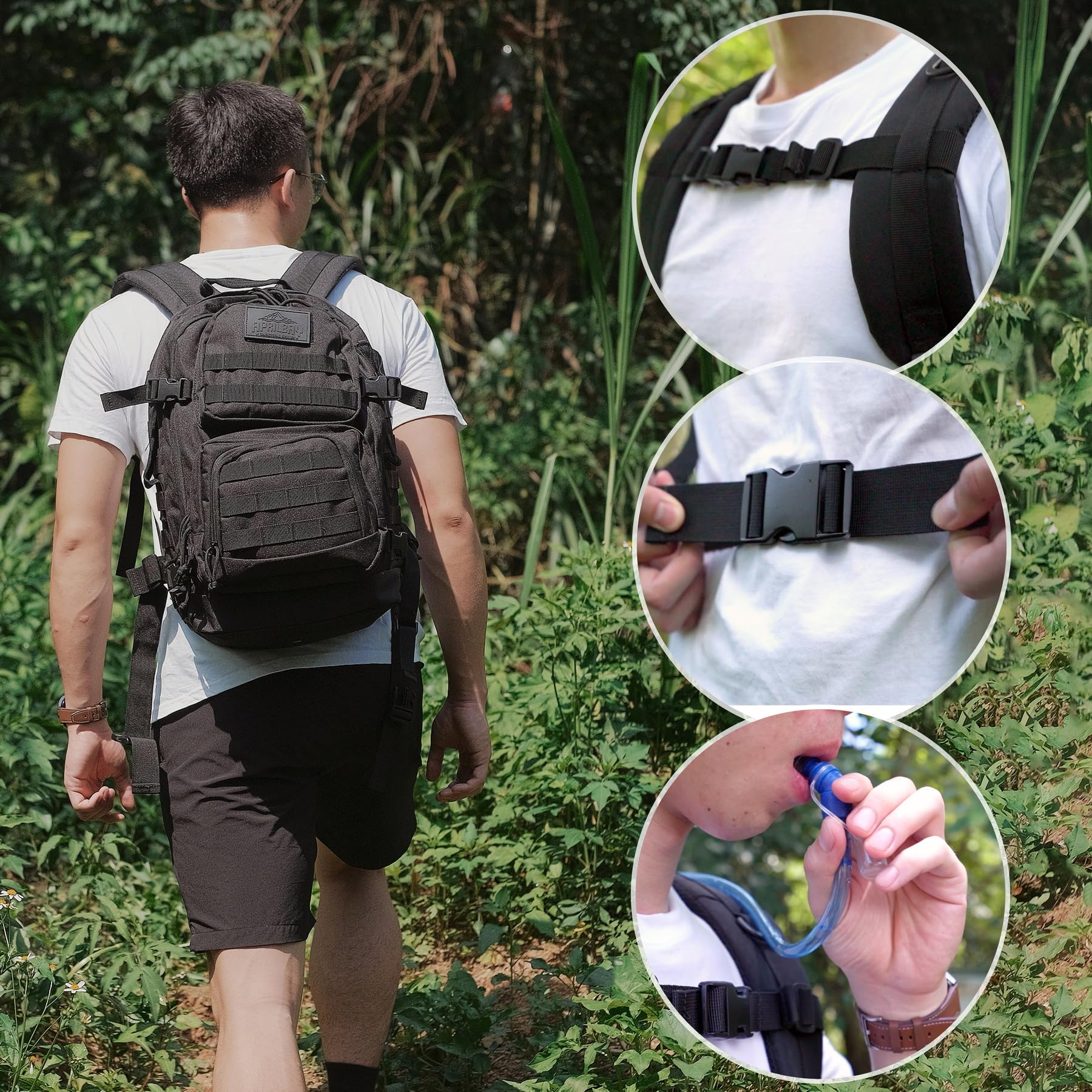 APRILBAY Sacs à dos tactiques Sac à dos de plage Sac à dos d'extérieur Sac à dos de randonnée Sac à dos Molle, 3 jours Assault Pack, Sac à dos militaire Voyage d'affaires Grand sac d'espace