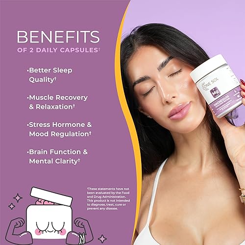 Miniatura 3 de One Sol Magnesio, 1378 mg Bisglicinato de Magnesio de Doble Fuente para el sueño, la relajación y la recuperación de todo el cuerpo, Alta absorción,