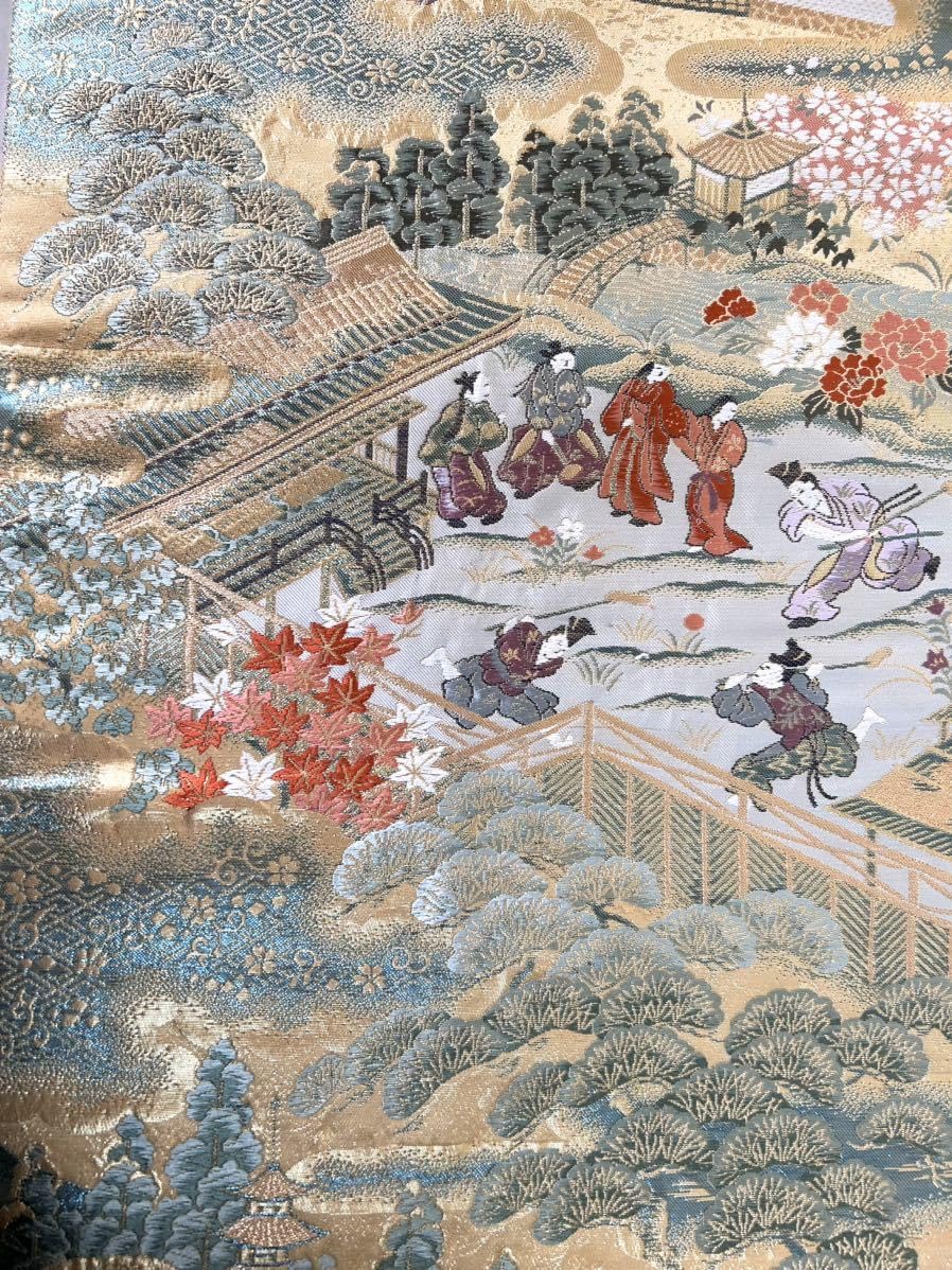 京袋帯 格子模様 チェック ダークトーン くすみカラー 着物 022 a d 