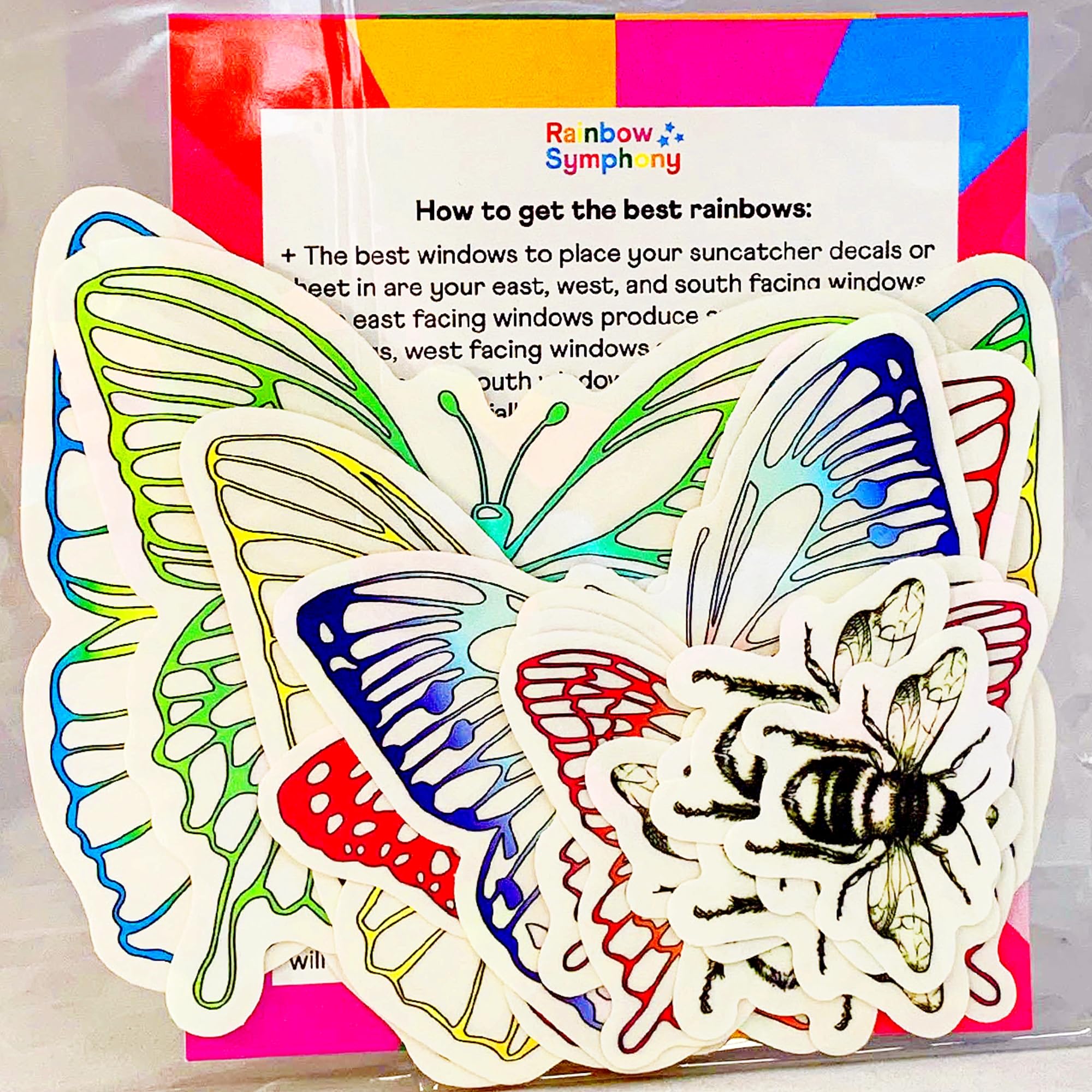 65 Pièces Rainbow Prism Autocollant En Verre, Sticker Fenetre, Fenetre Stickers, Suncatcher Sticker, Stickers Anti Collision Oiseaux Pour Fenêtres Ver | Leroy Merlin